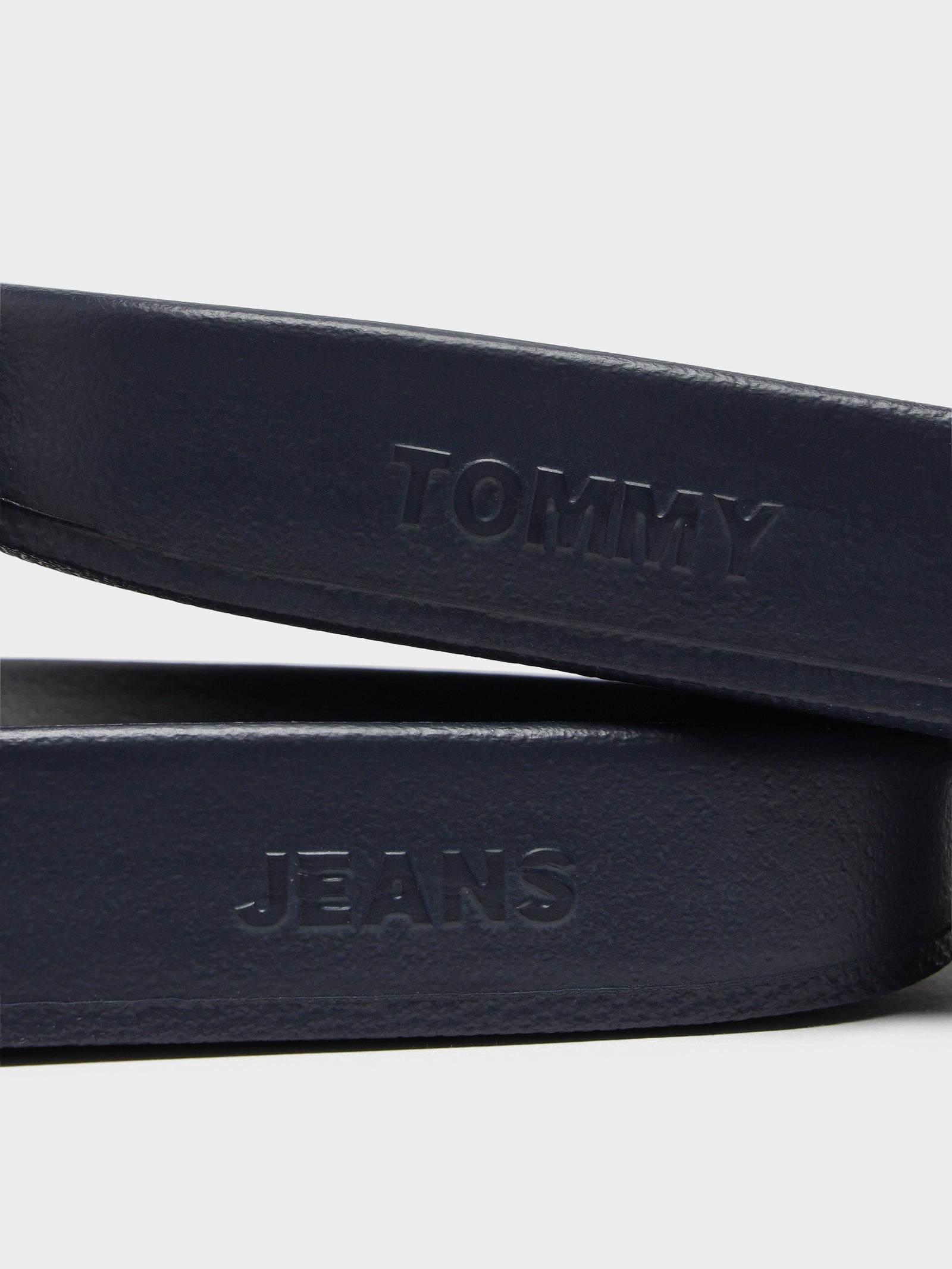 Mens Corduroy Tommy Badge Pool Slides in Navy