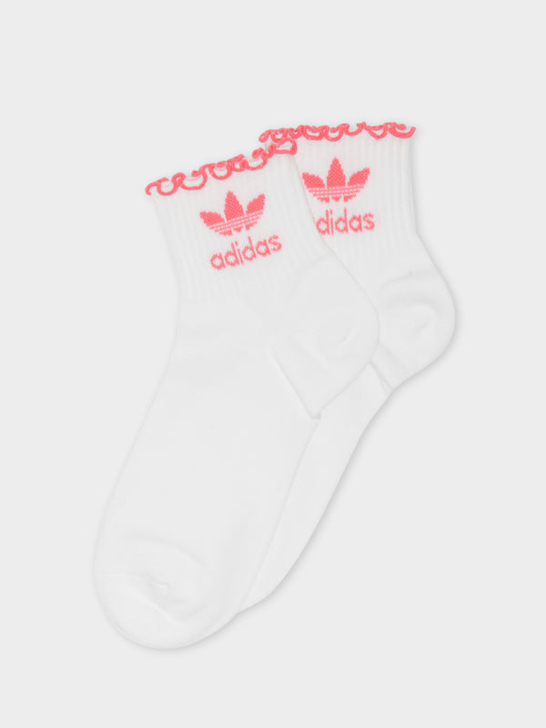 Adidas Ruffle Socks in White & Flash Red White/red | Glue Store