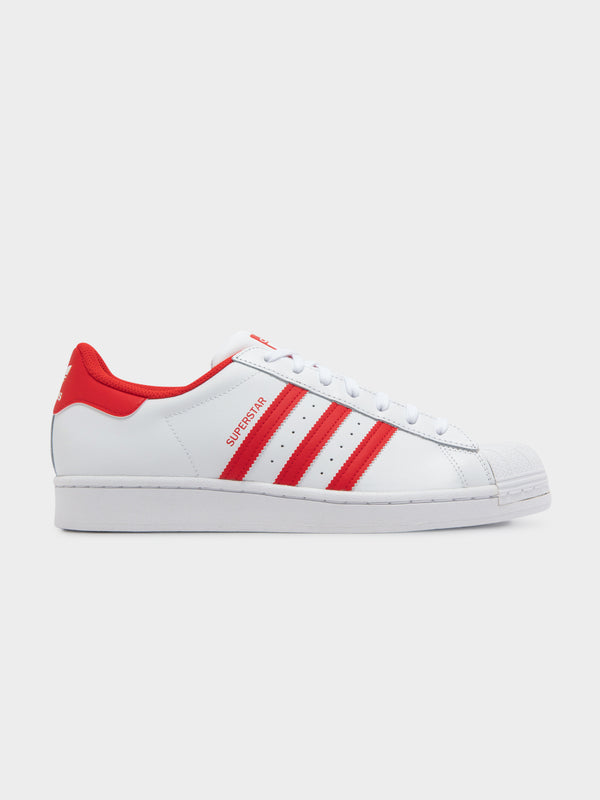 Adidas Unisex Superstar Shoe in Vivid Red & Cloud White | Glue Store