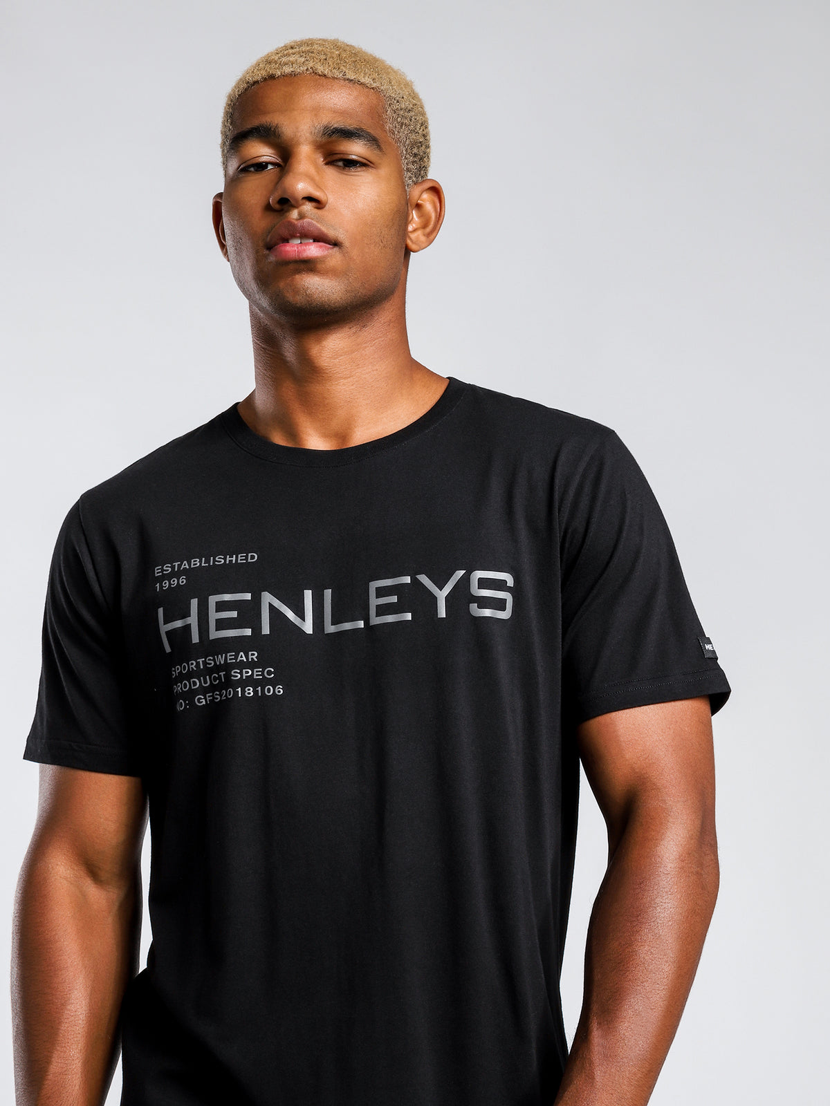 Henleys Regent Reflective Print T-Shirt in Black | Black