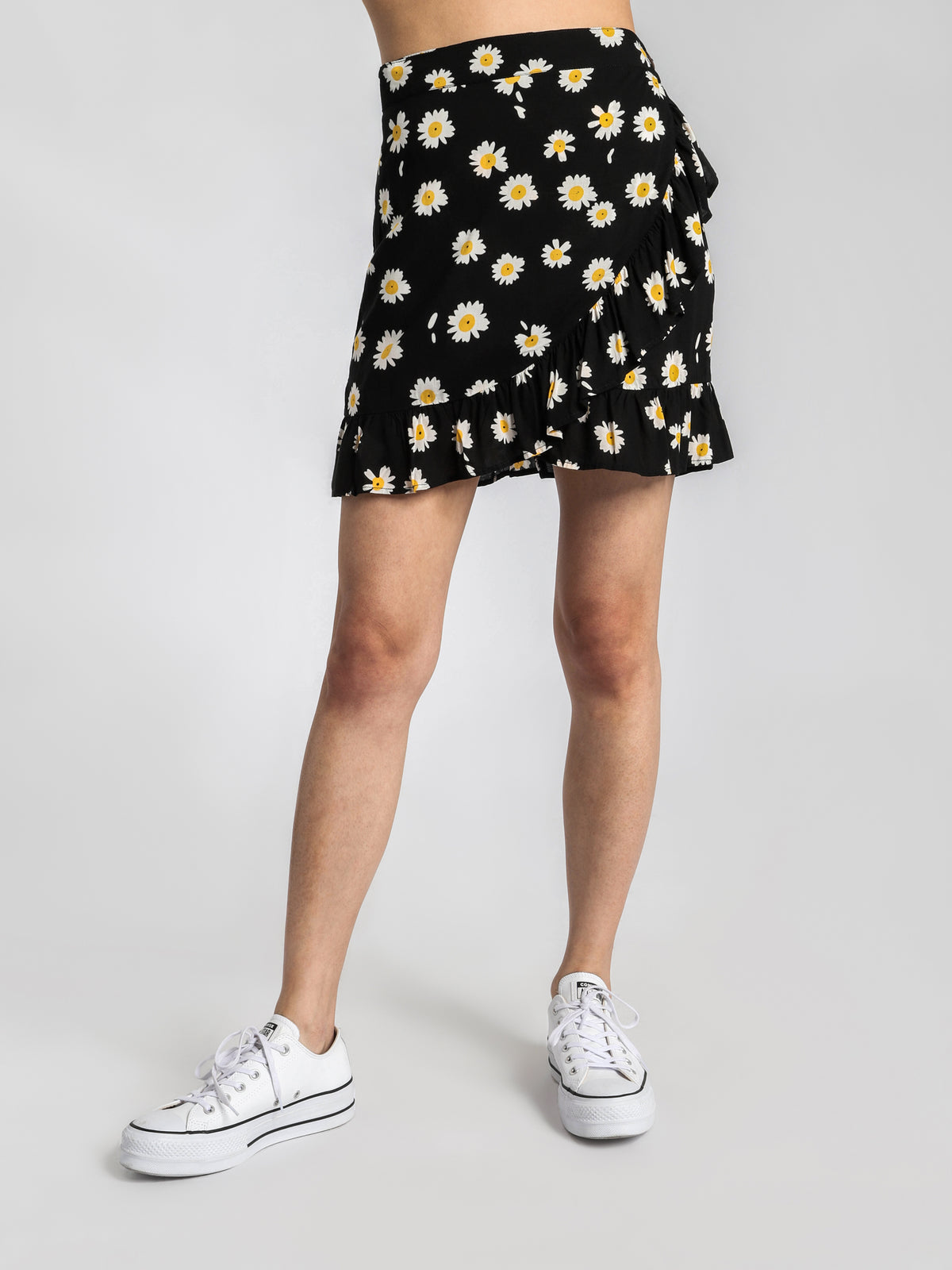 The People Vs Capri Skirt in Bellis Floral Print | Black