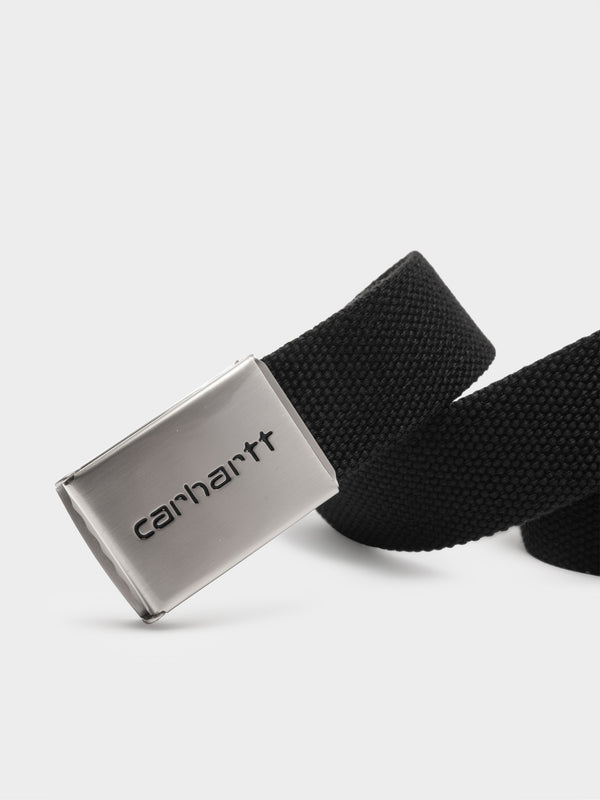 Carhartt wip Clip Belt Chrome in Black Black | Glue Store