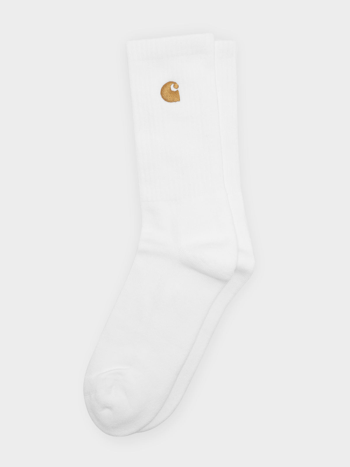 Carhartt Wip One Pair of Chase Socks in White & Gold | White/Gold