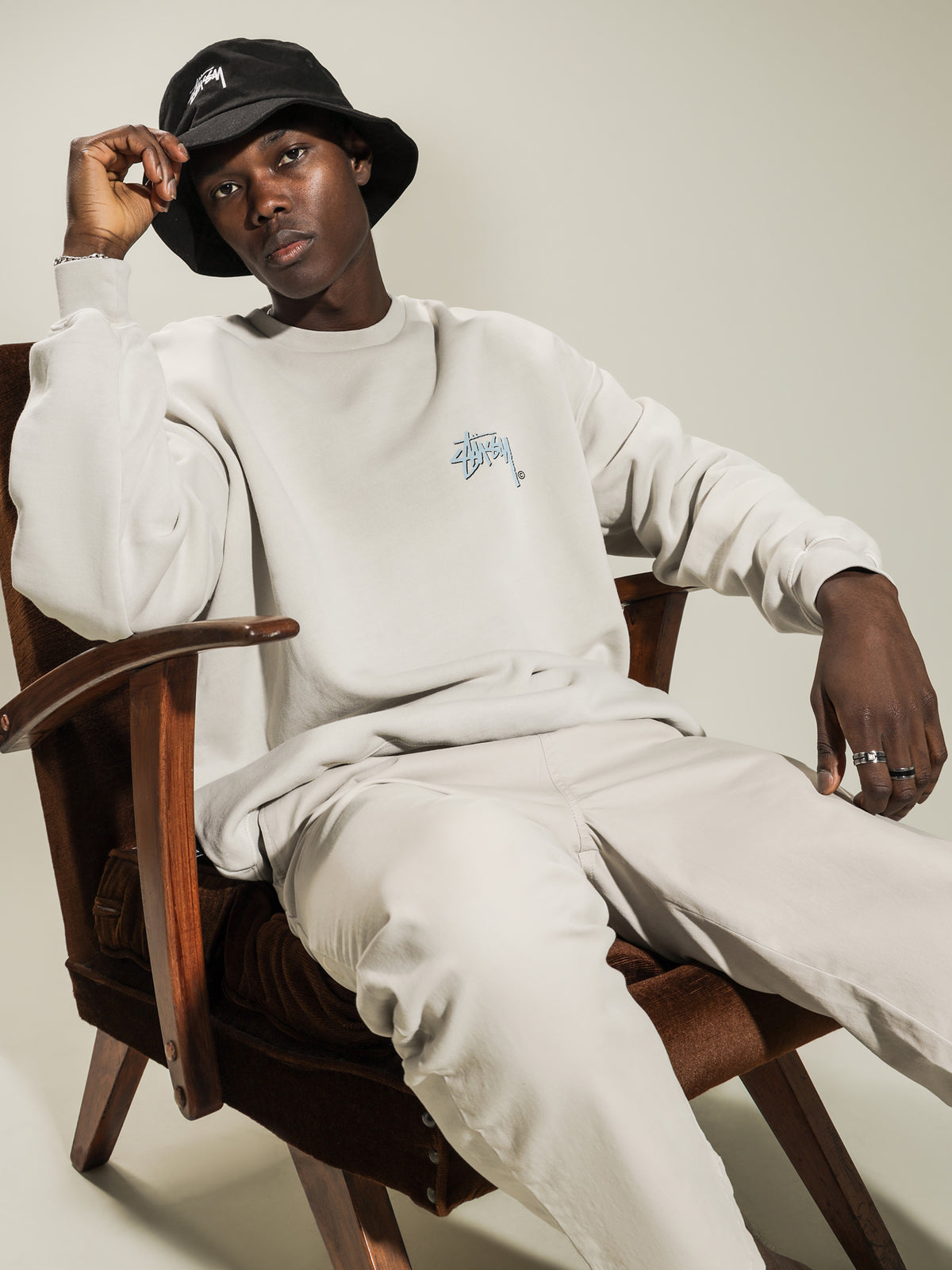 Stussy Stock Shadow Jumper in White Sand | Sand