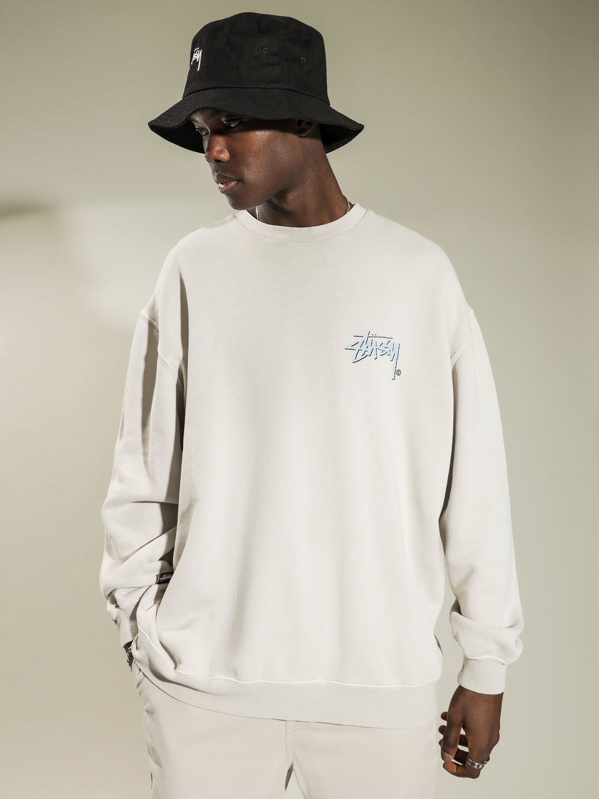 Stussy Stock Shadow Jumper in White Sand | Sand