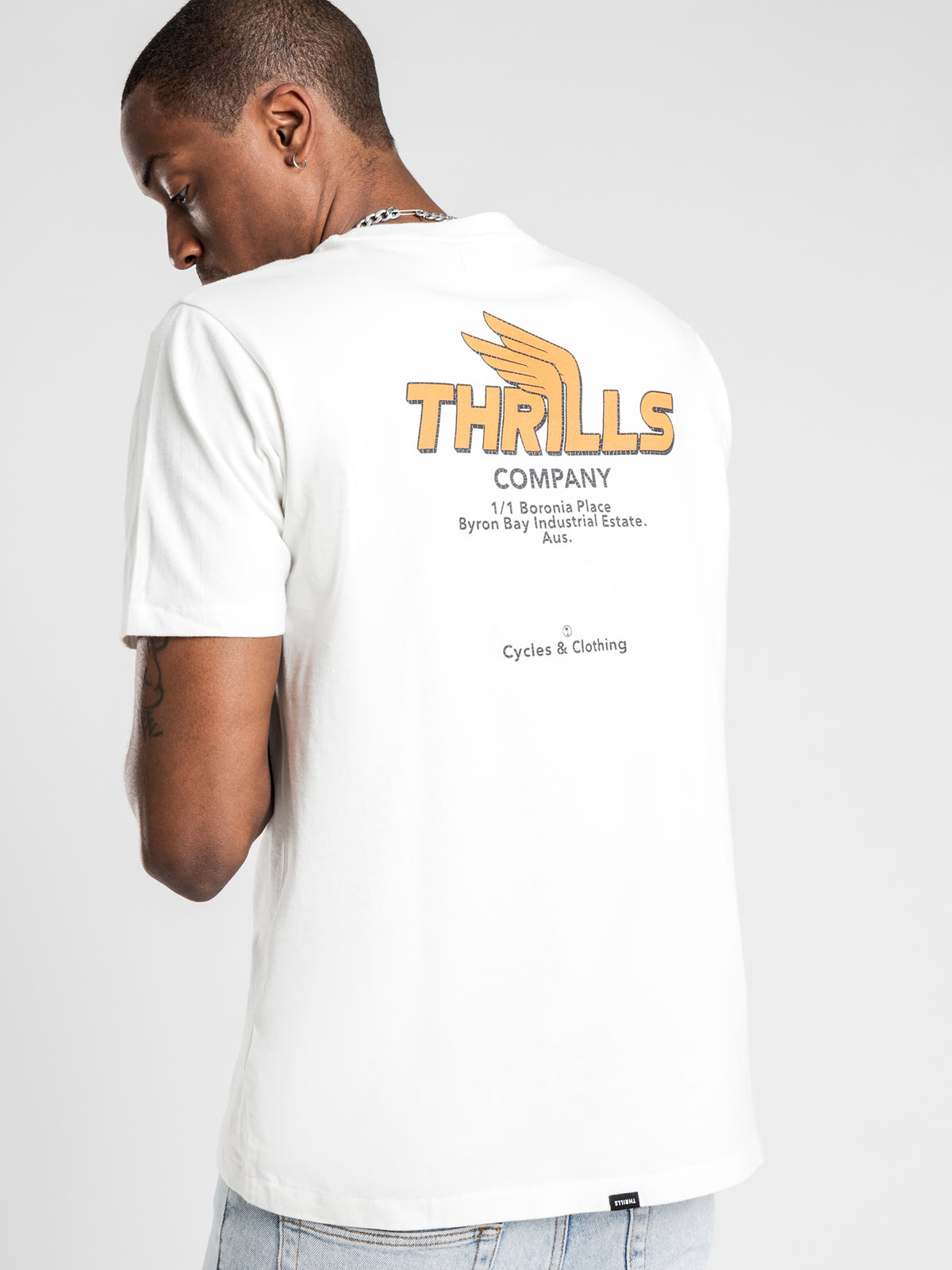 Thrills Burner Merch Fit T-Shirt in Dirty White | White