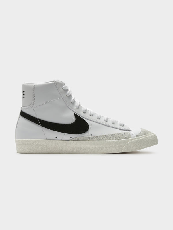 Womens Blazer Mid 77 High Top Sneakers in Black & White | Glue Store