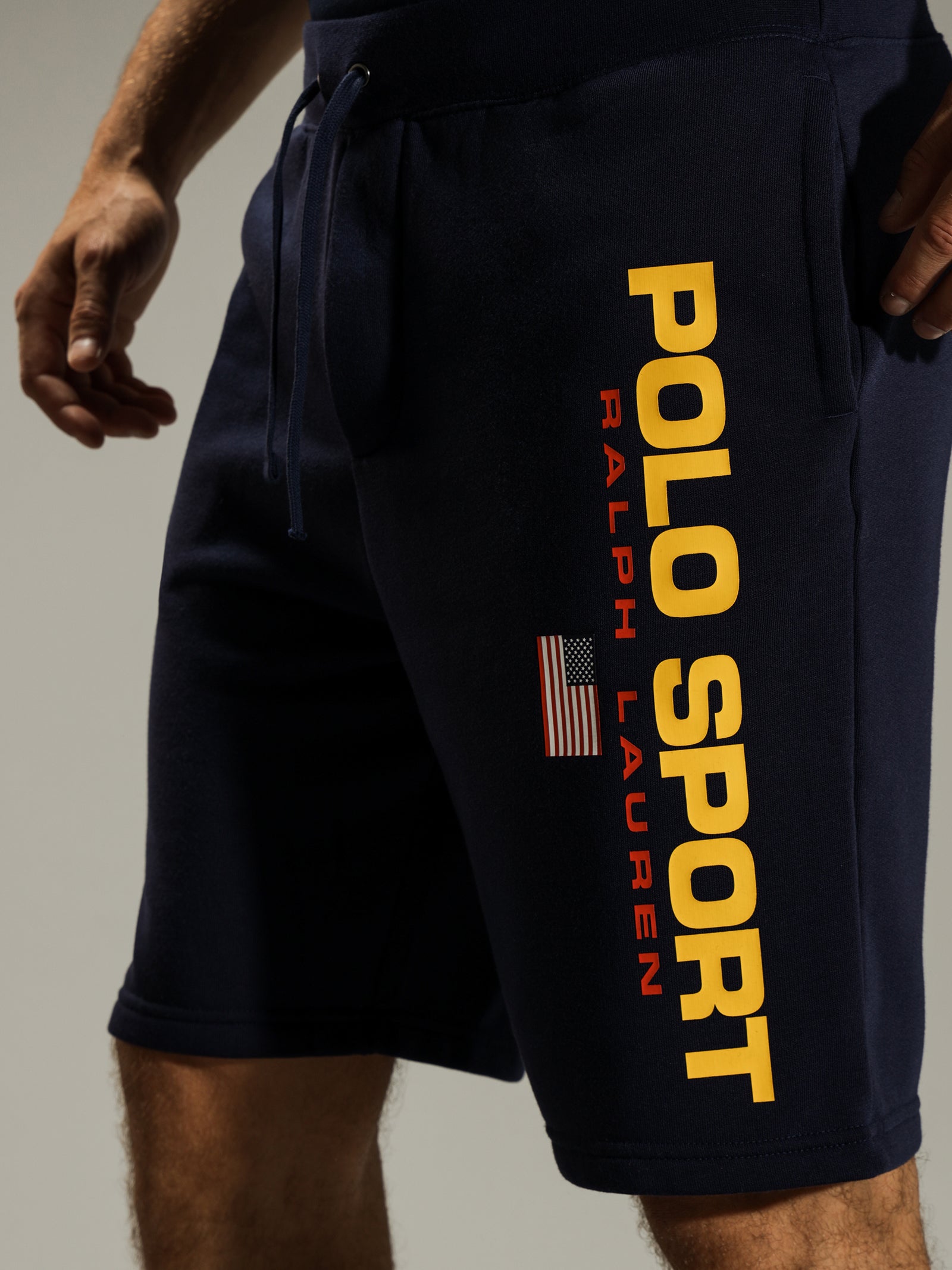 Logo Print Track Shorts in Navy