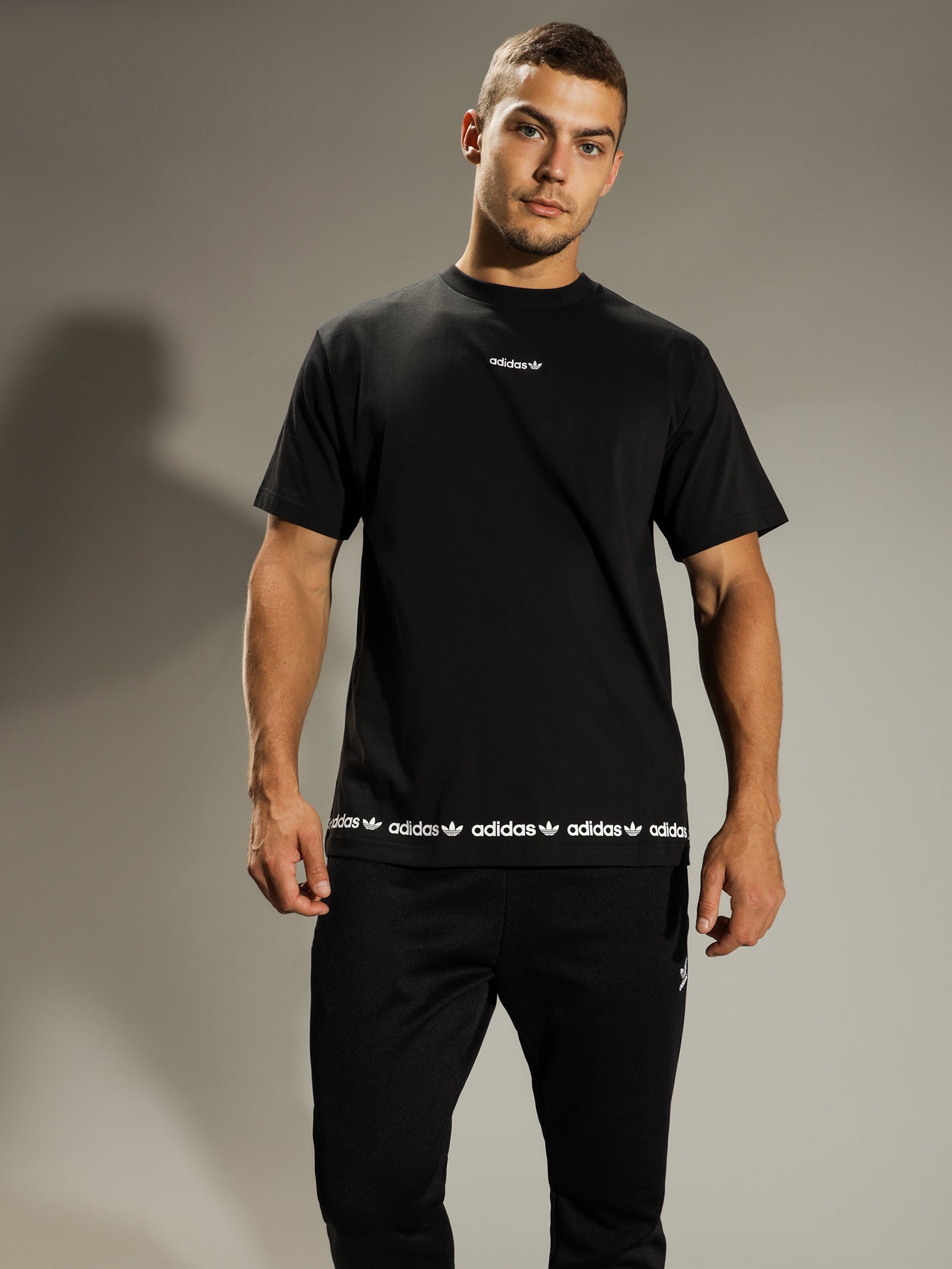 Linear Logo Repeat Short Sleeve T-Shirt in Black