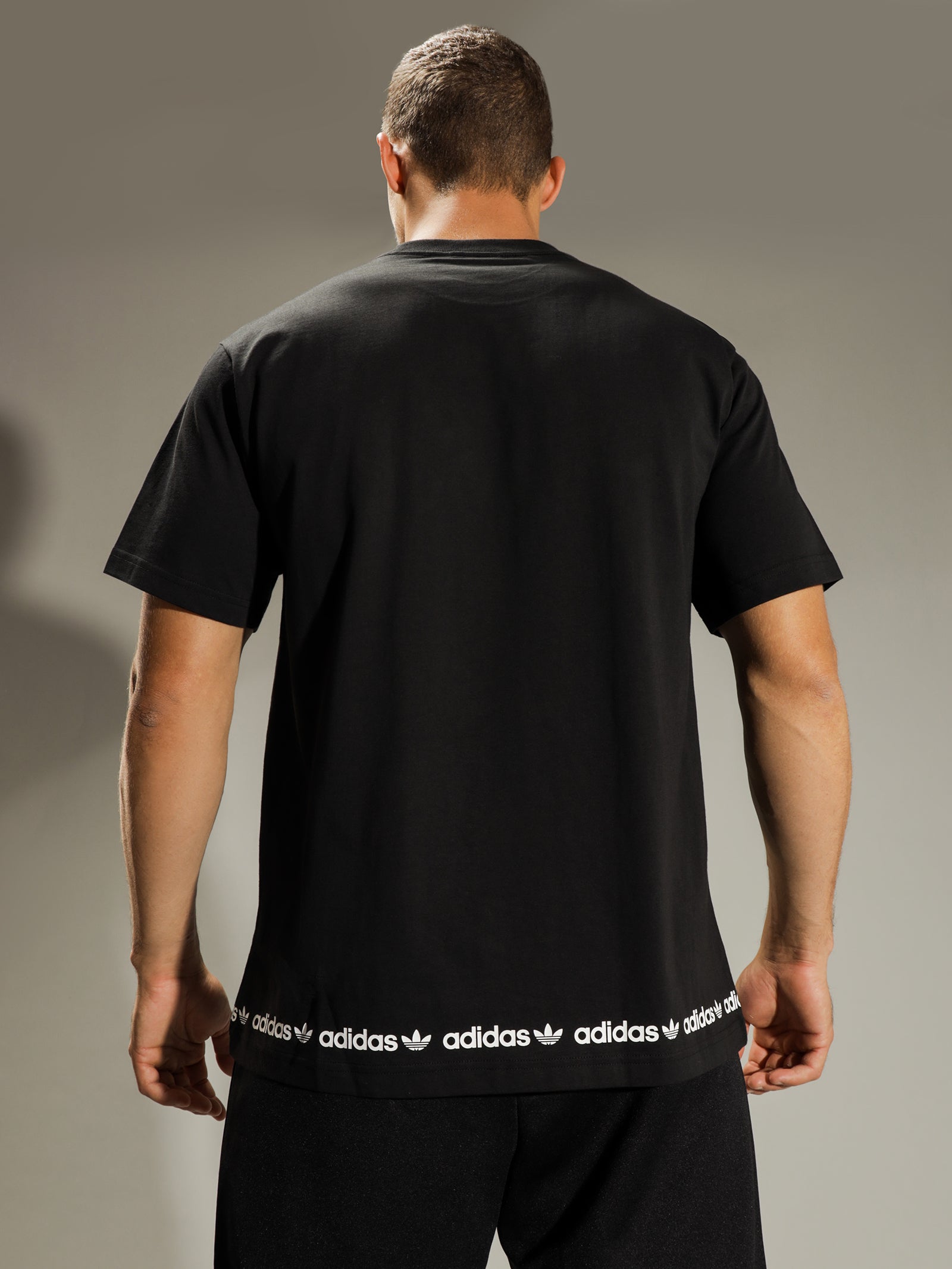 Linear Logo Repeat Short Sleeve T-Shirt in Black