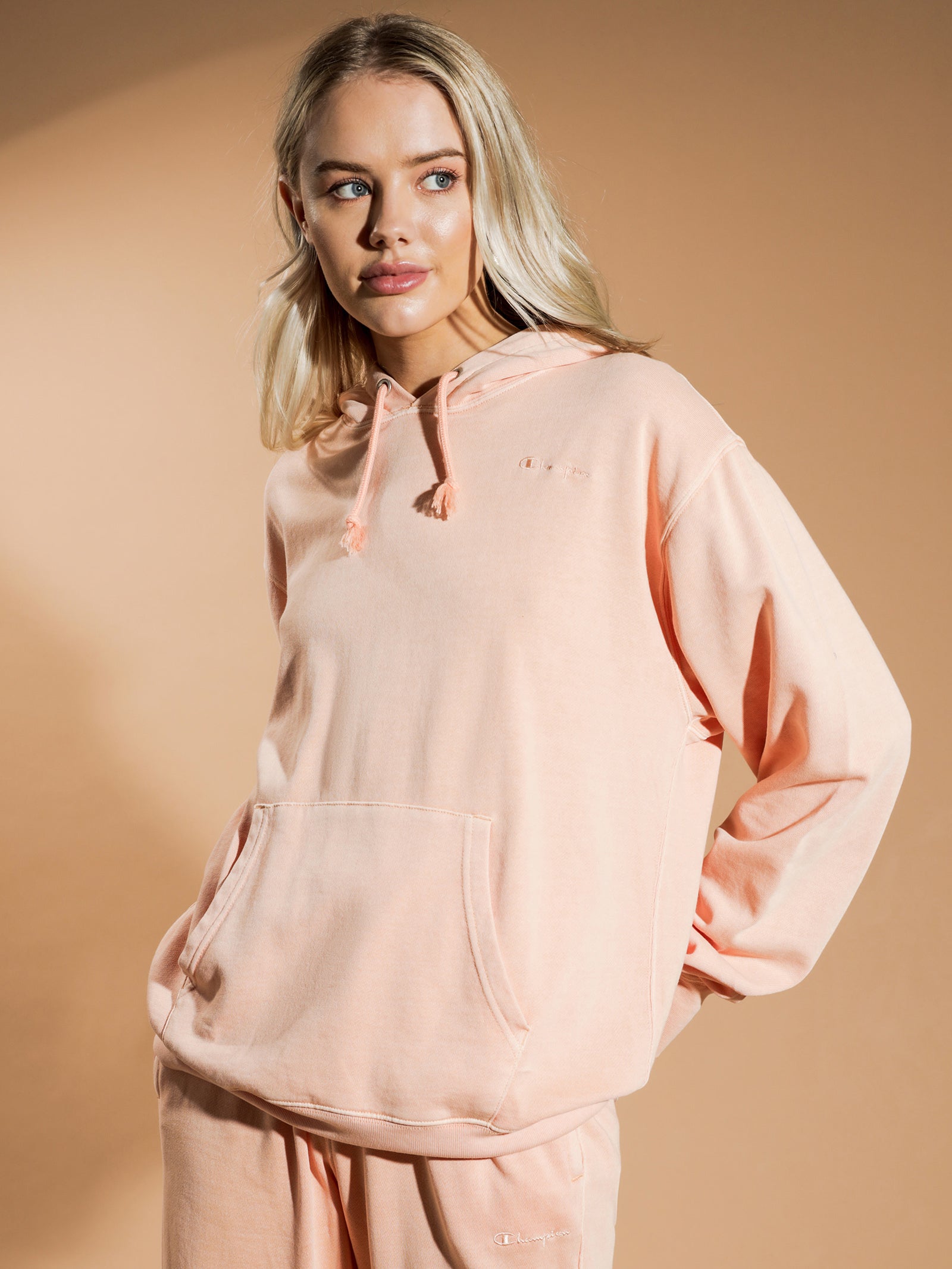 Vintage Dyed Boyfriend Hoodie in Peach