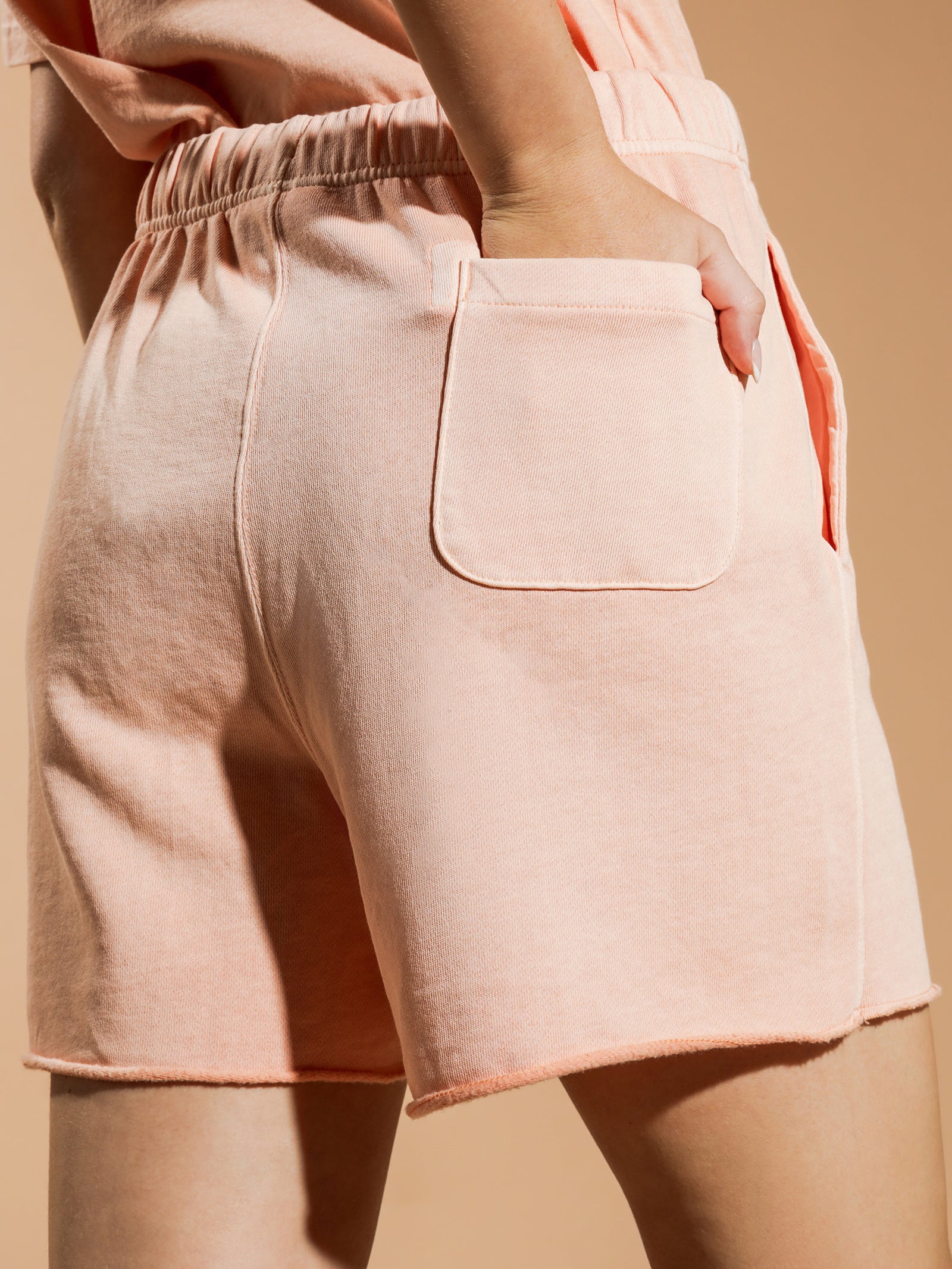 Vintage Dyed Boyfriend Shorts in Peach