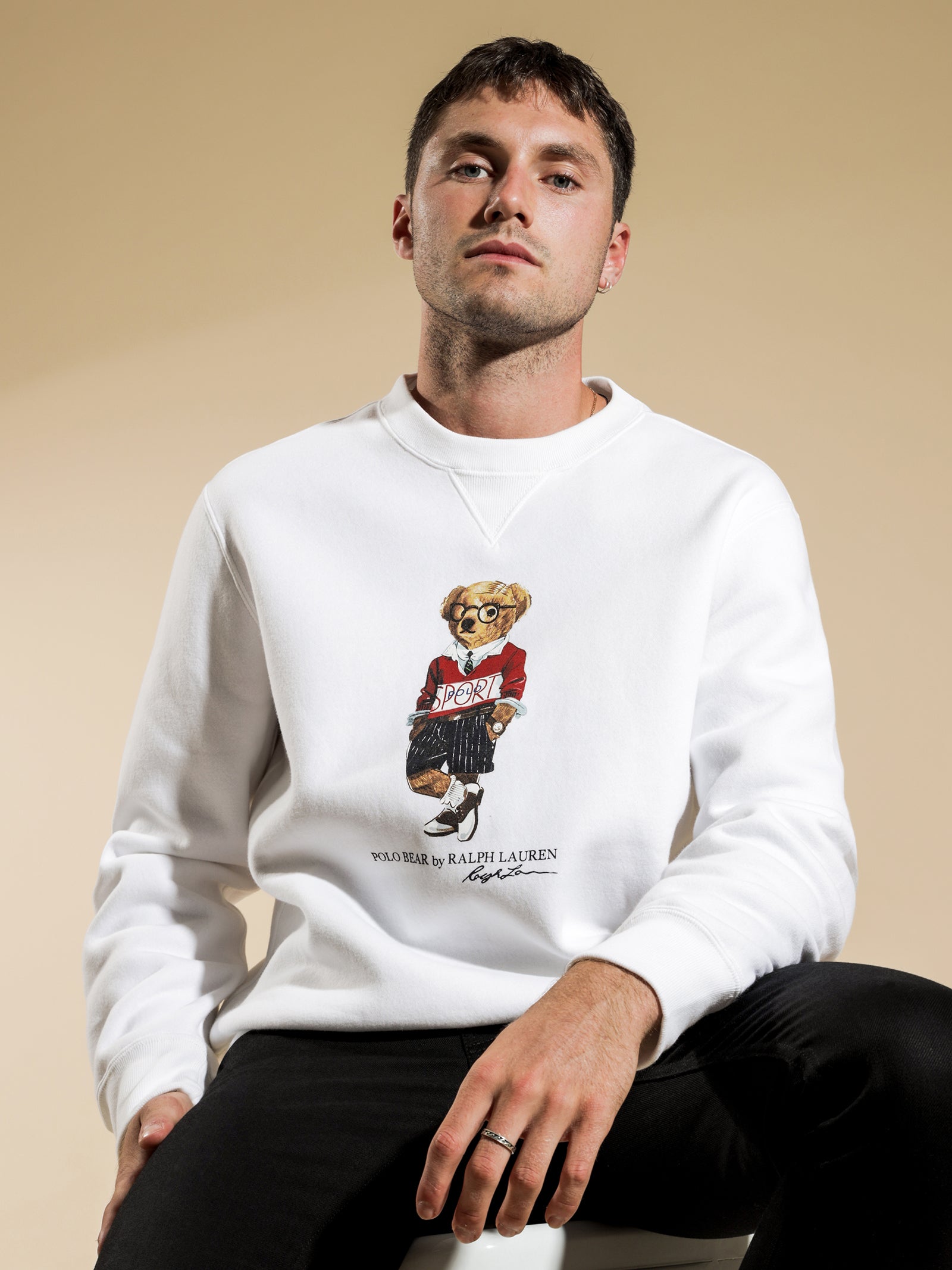 Polo Sport Bear Crew Sweater in White