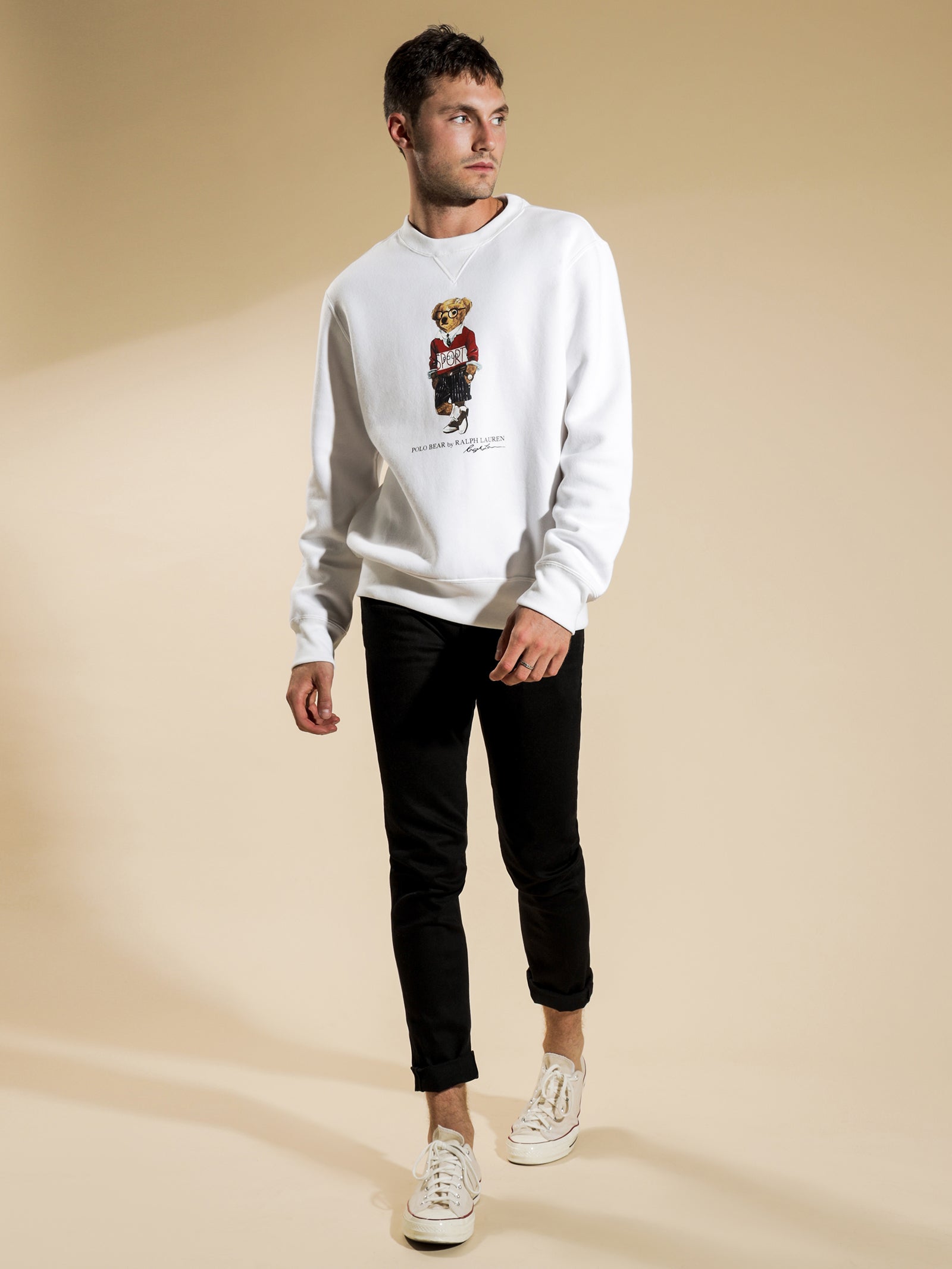 Polo Sport Bear Crew Sweater in White