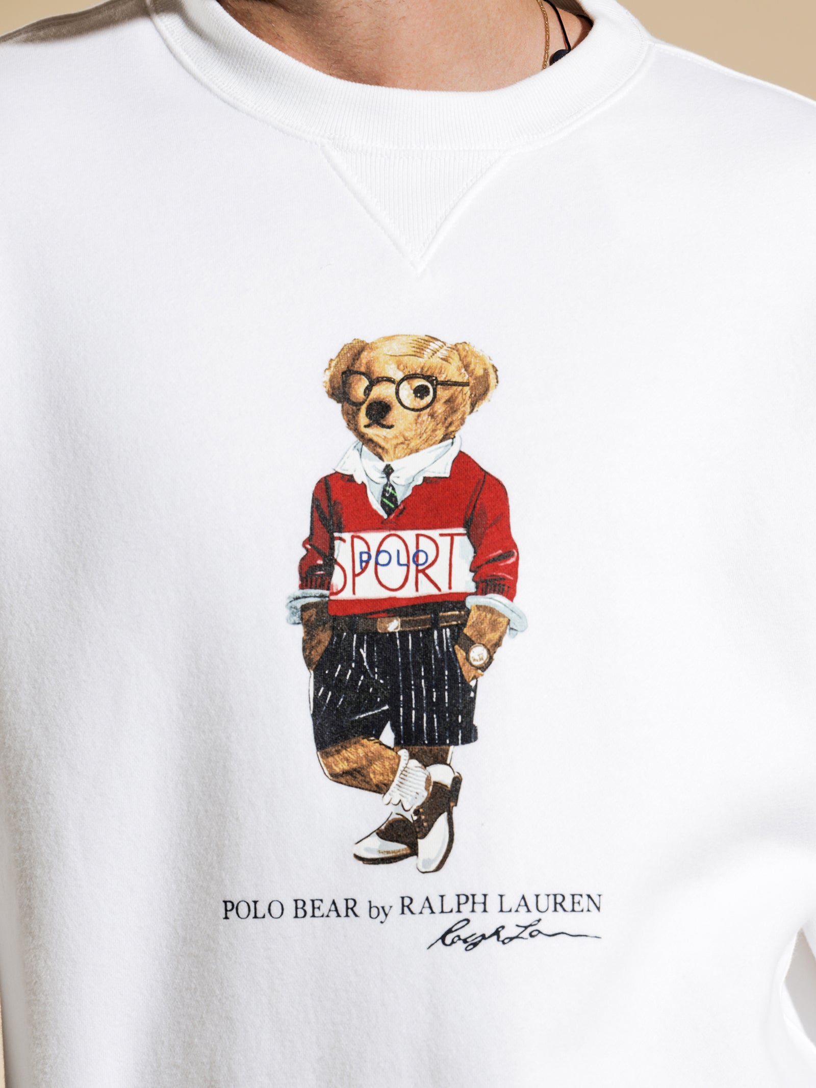 Polo Sport Bear Crew Sweater in White