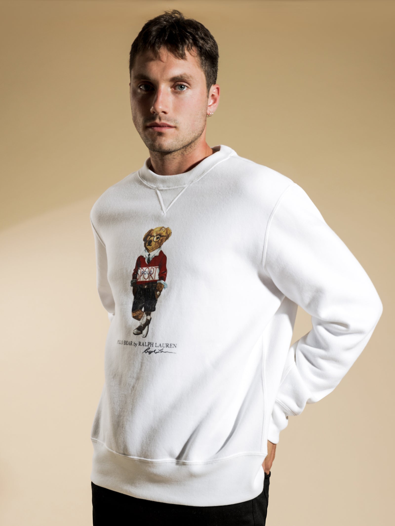 Polo Sport Bear Crew Sweater in White