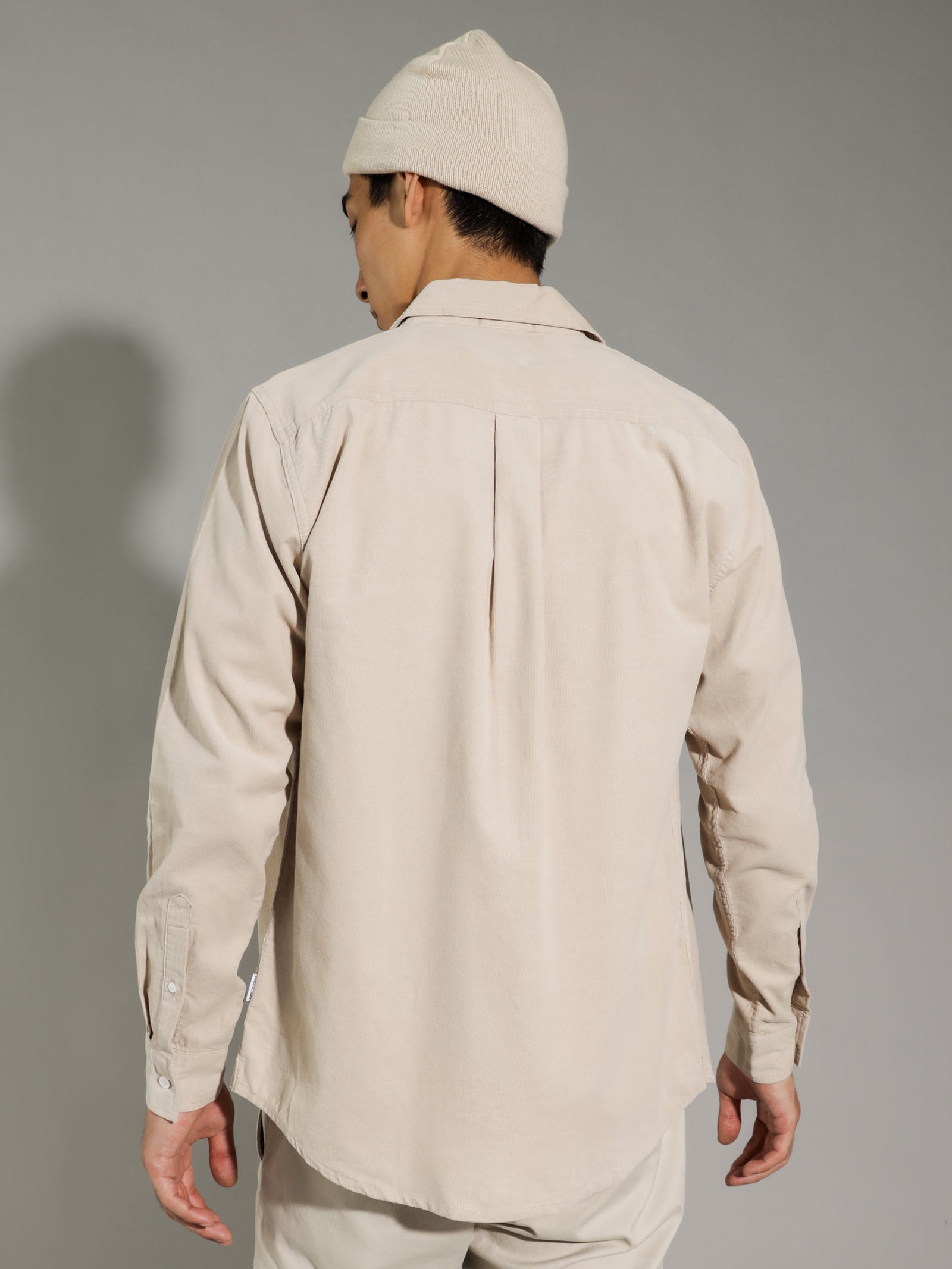 Miguel Corduroy Long Sleeve Shirt in Stone