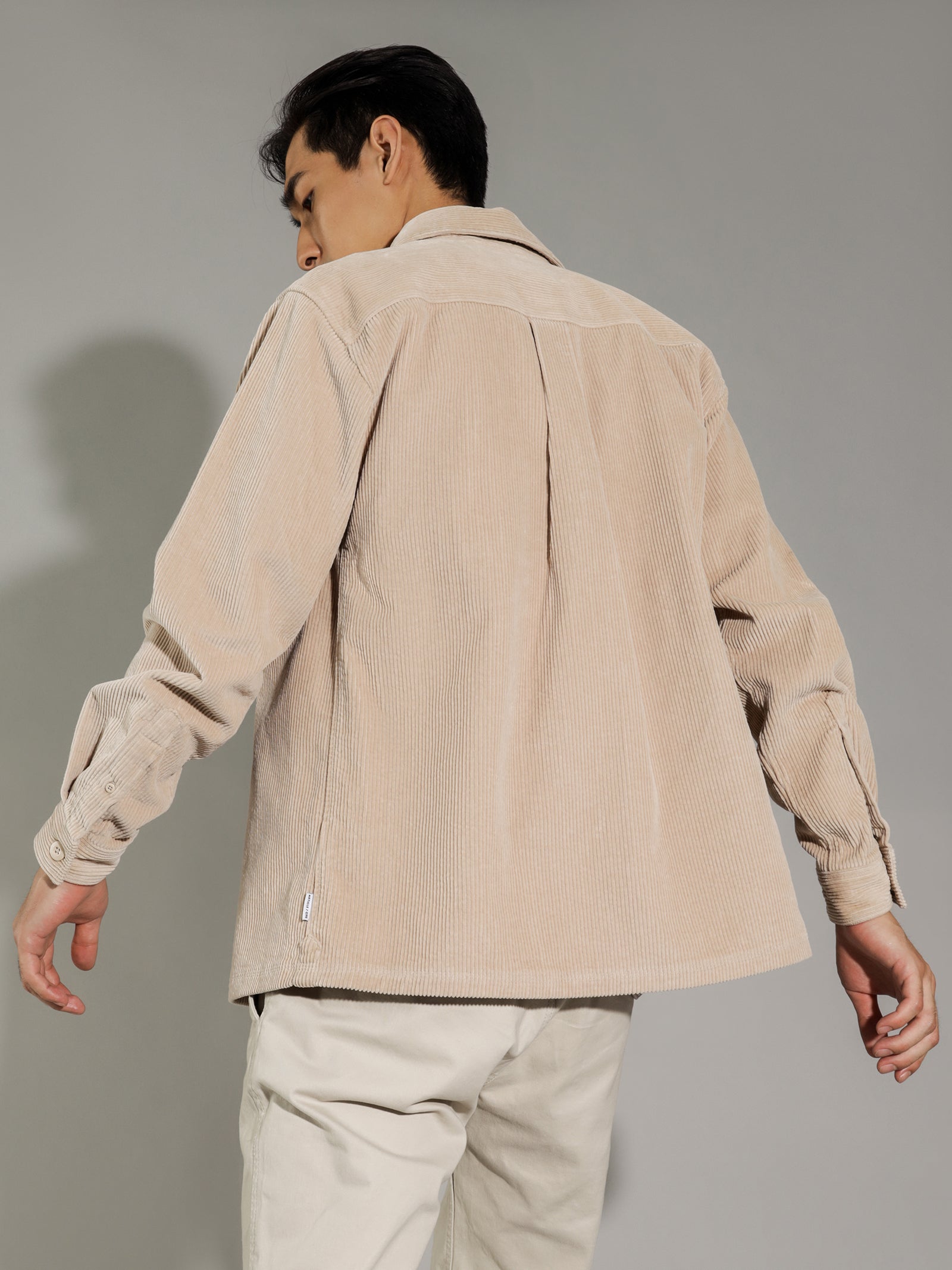 Amari Cord Overshirt in Stone