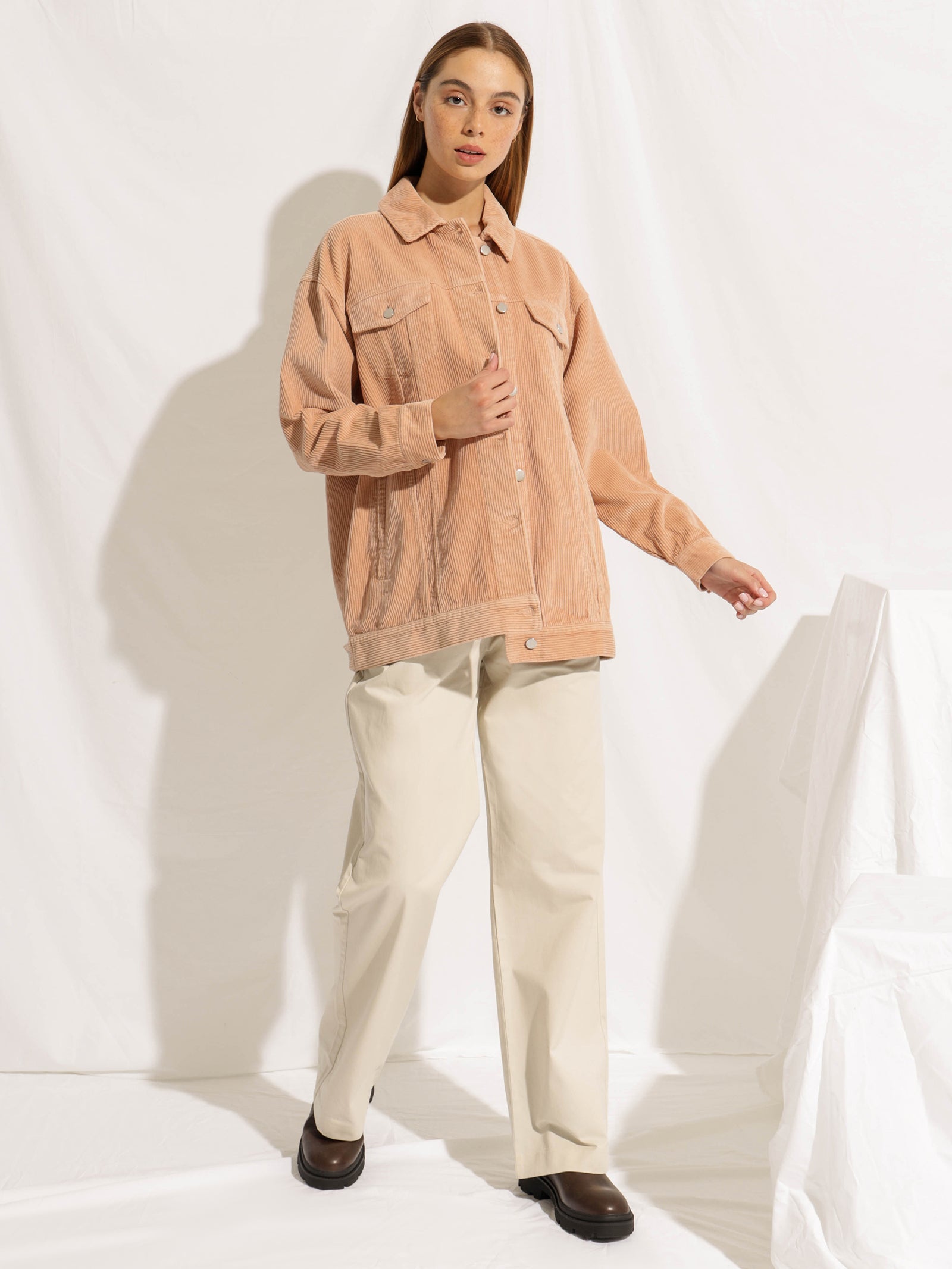 Binx Longline Cord Jacket in Clay