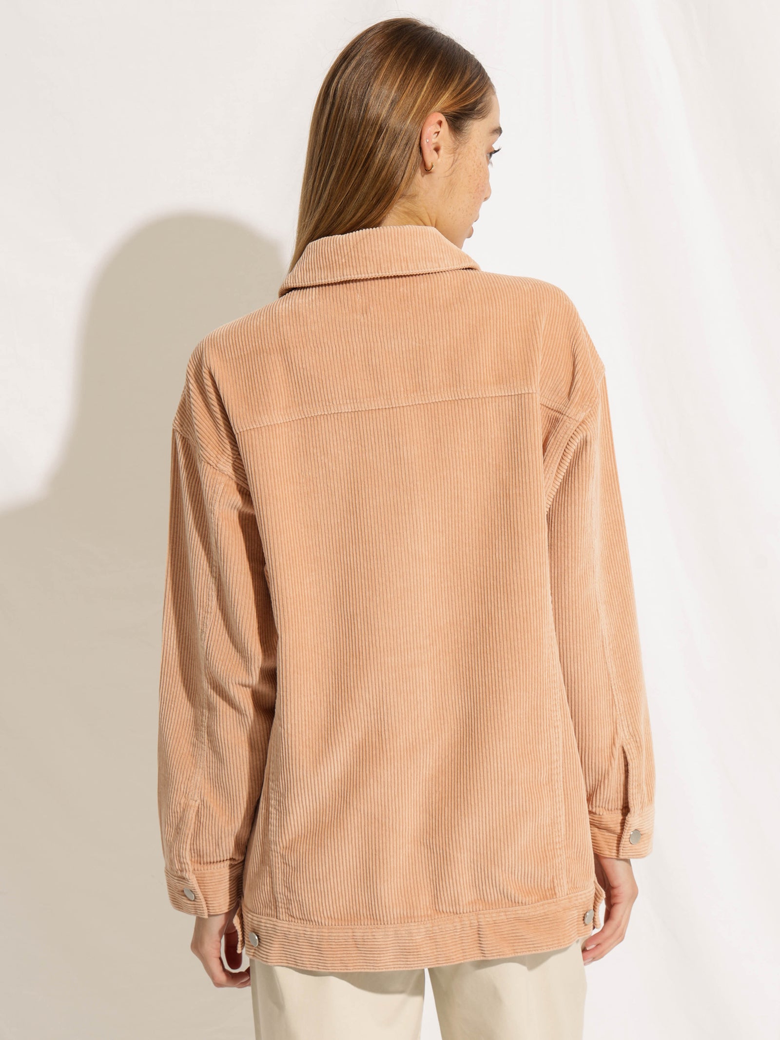 Binx Longline Cord Jacket in Clay