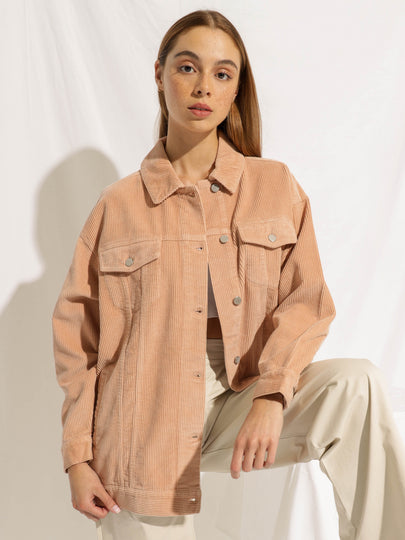 Binx Longline Cord Jacket in Clay