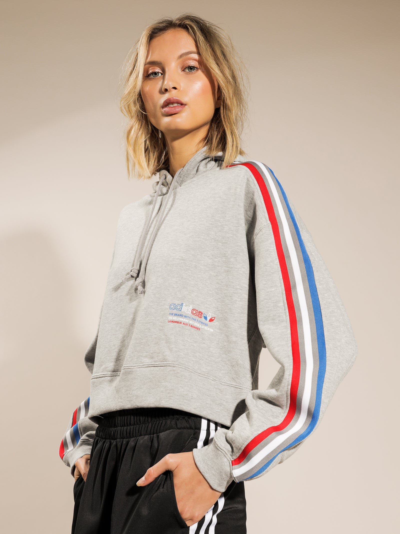 Adidas trefoil cropped hoodie sale