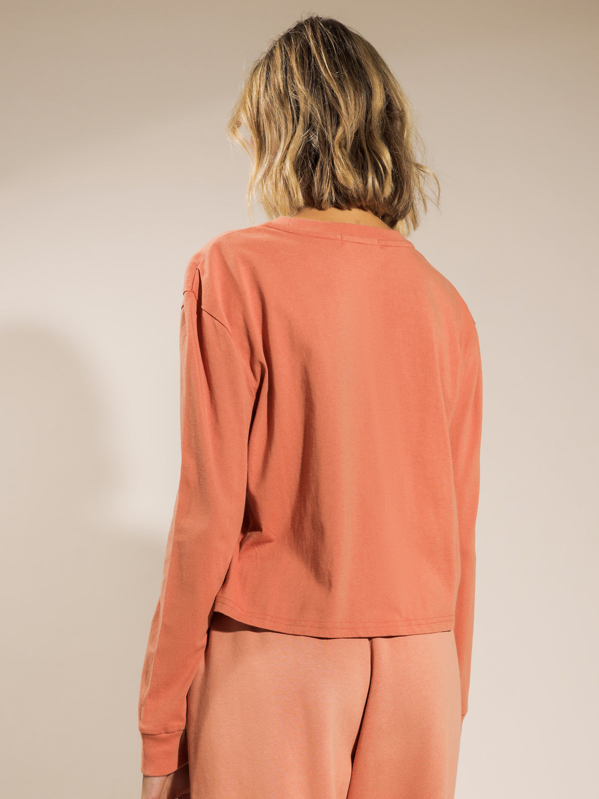 Nude Lucy Xavier Crop BF Long Sleeve T-Shirt in Terracotta | Terracotta