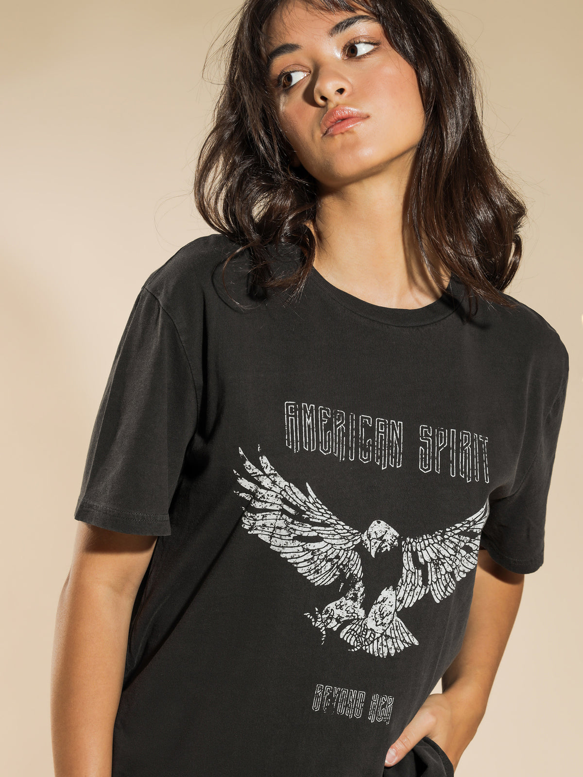 Beyond Her American Spirit T-Shirt in Black | Washed Black