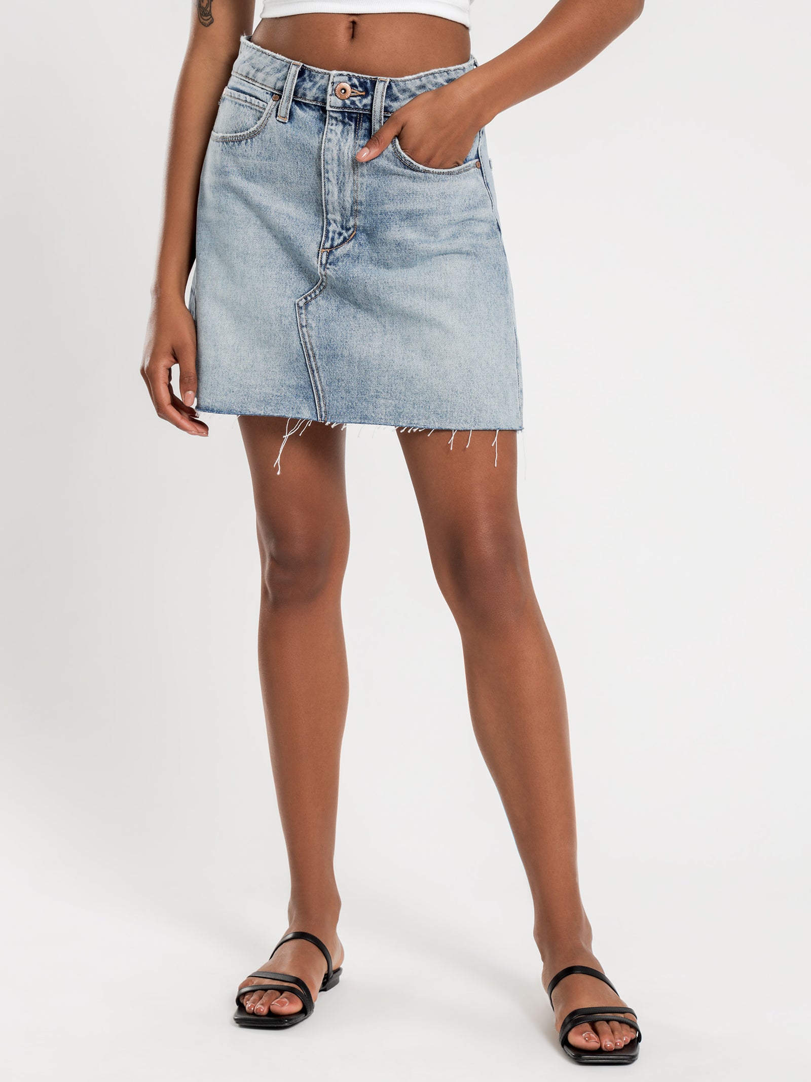 Distressed denim shop skirt australia