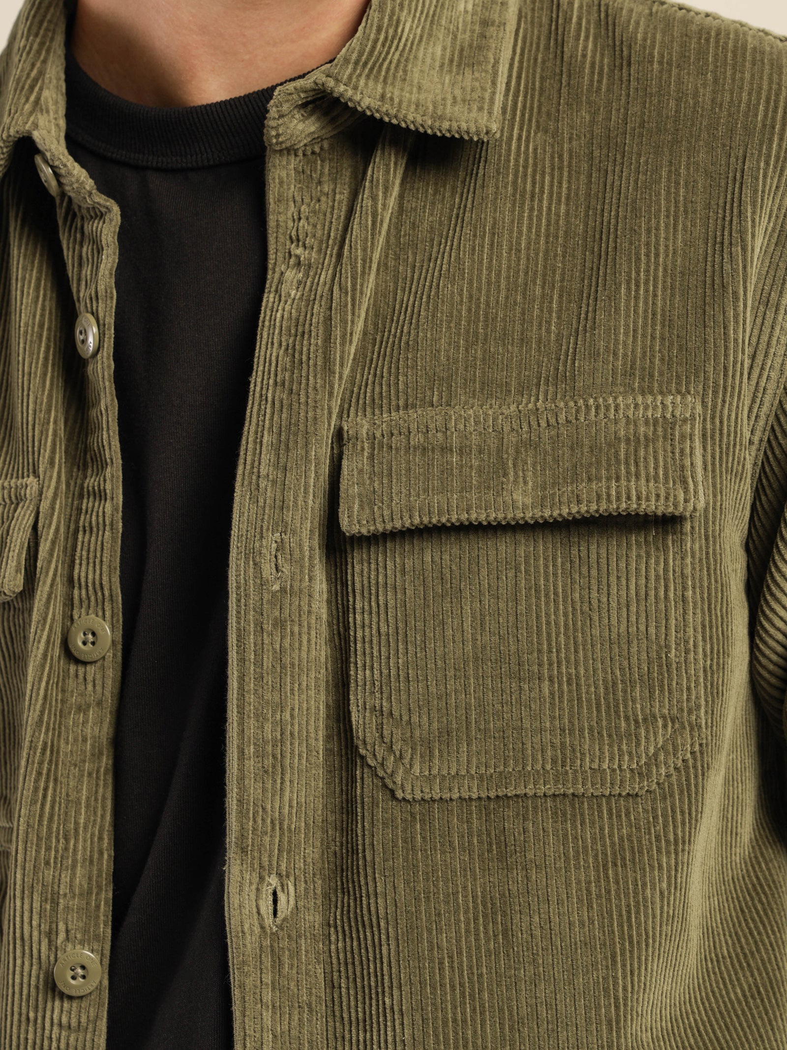 Oakes Cord Overshirt in Flint Green