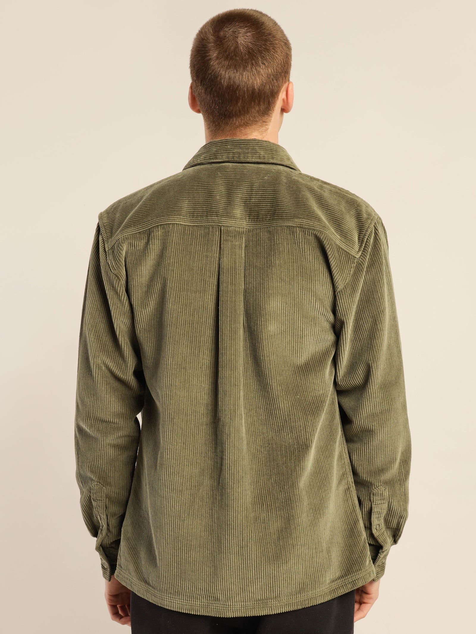 Oakes Cord Overshirt in Flint Green