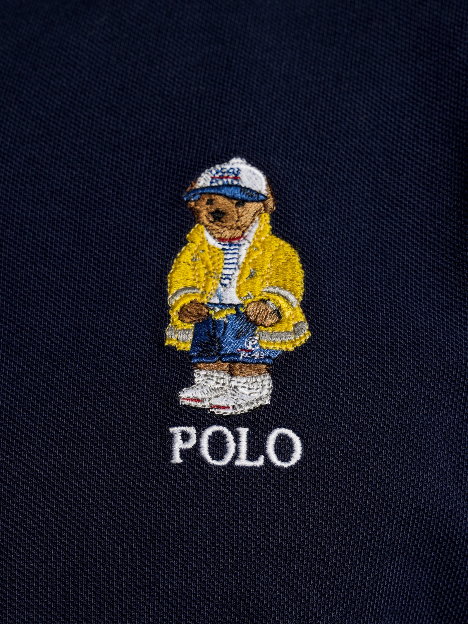 Teddy Embroidered Polo T-Shirt in Navy