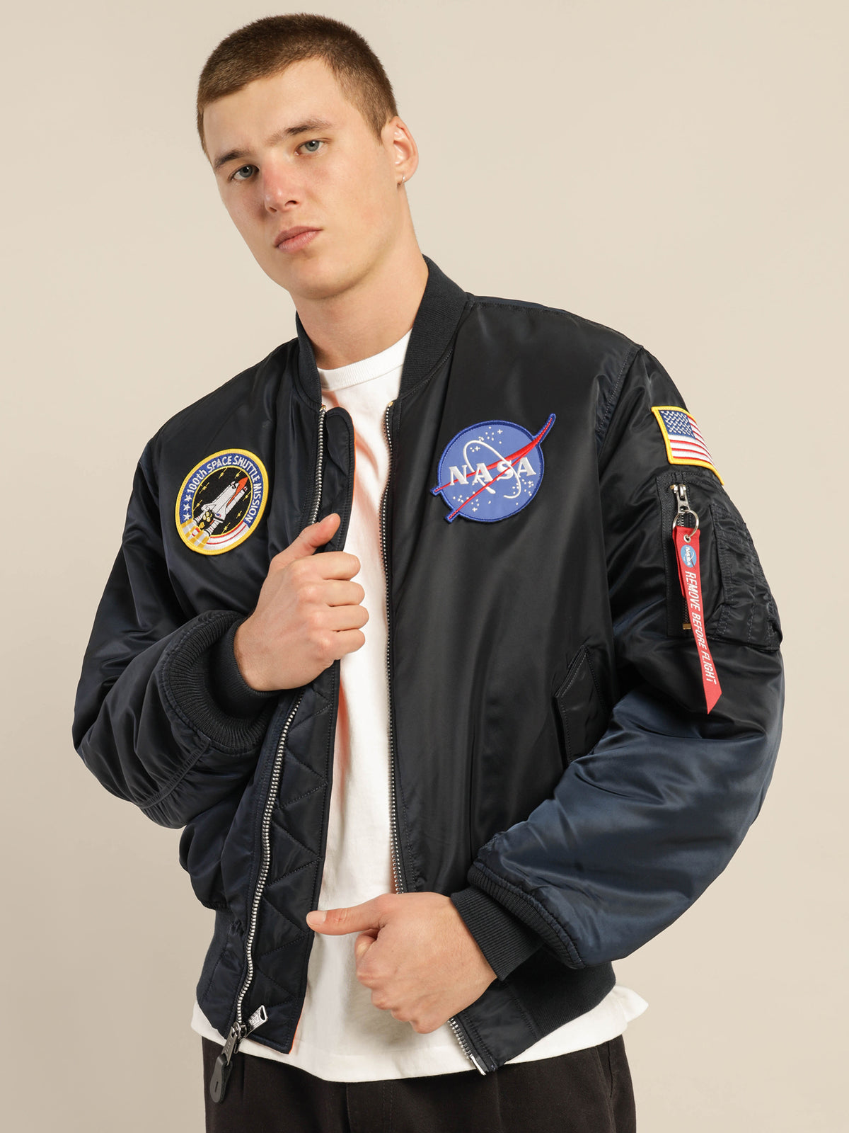 Alpha Industries NASA MA-1 Reversible Bomber Jacket in Replica Blue | Navy