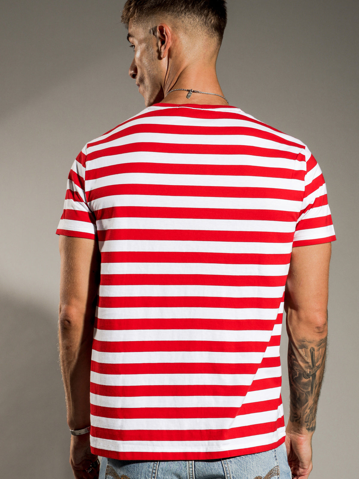 Polo Ralph Lauren Bold Striped T-Shirt in Red & White | White/Red