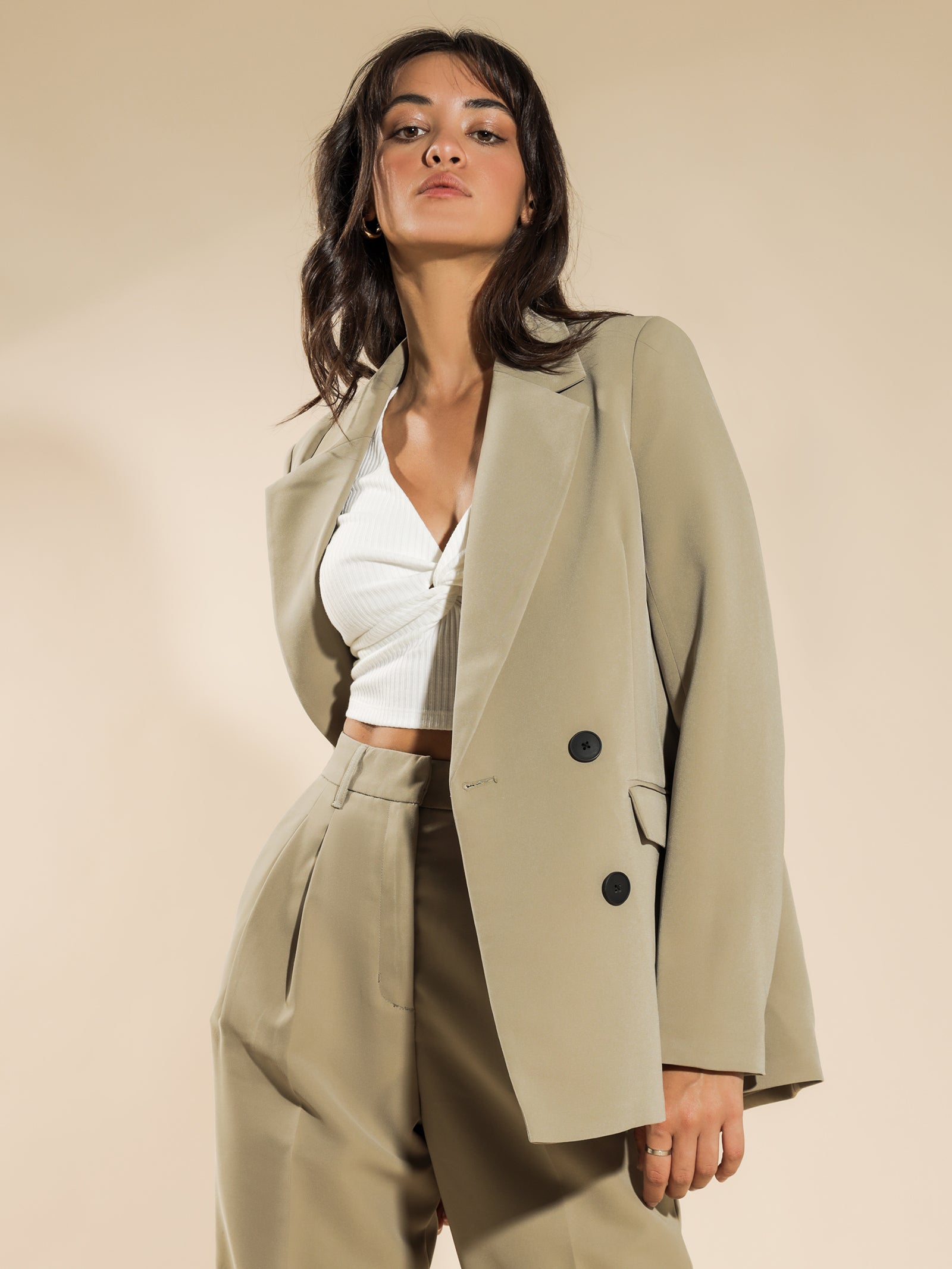 Rae Blazer in Khaki