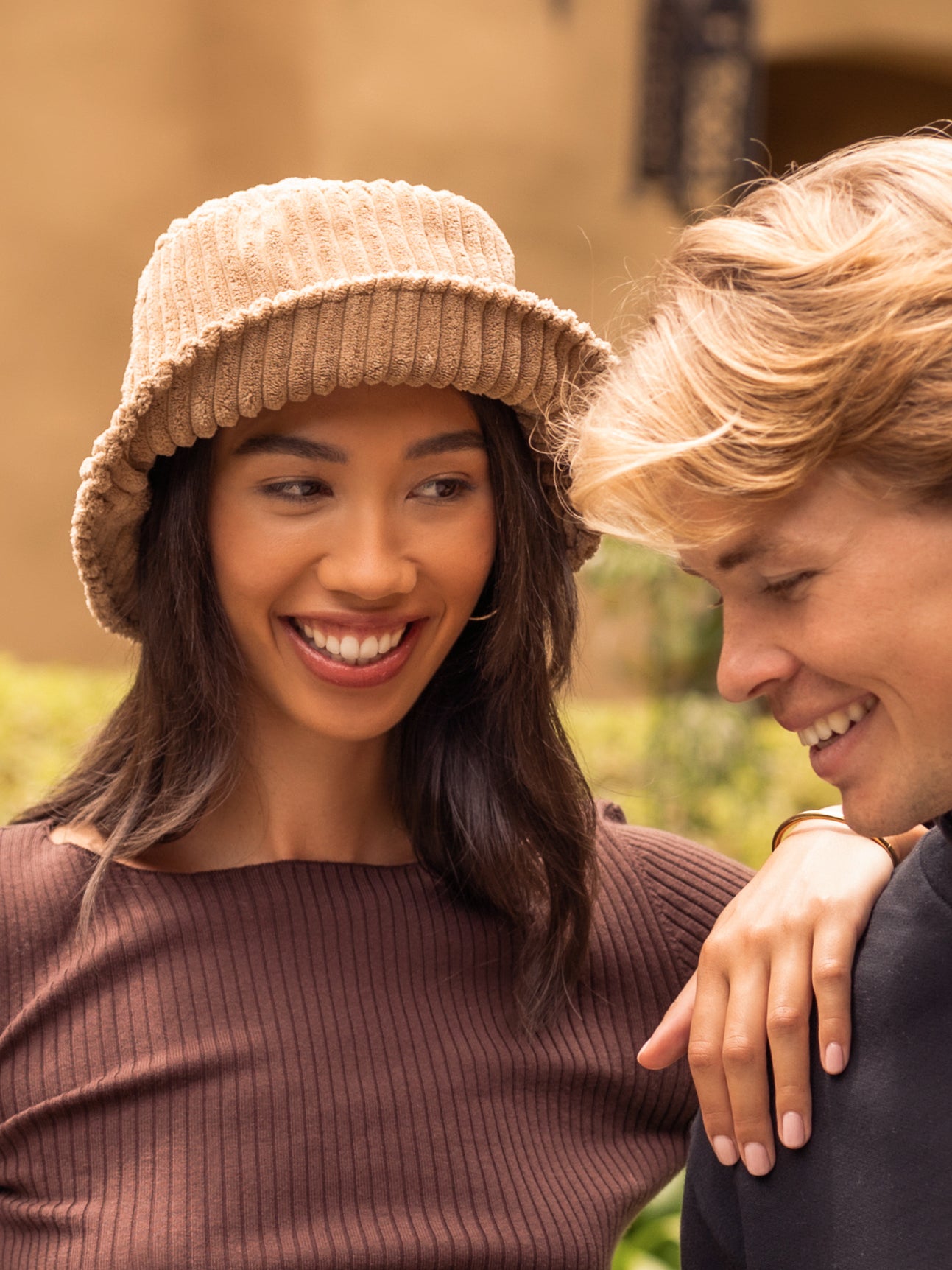 Jumbo Corduroy Bucket Hat in Sand