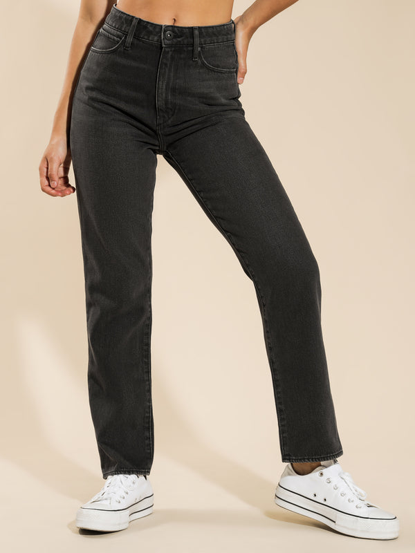 High-Waisted Nina Straight Leg Jean in Destroyed Black - Glue Store