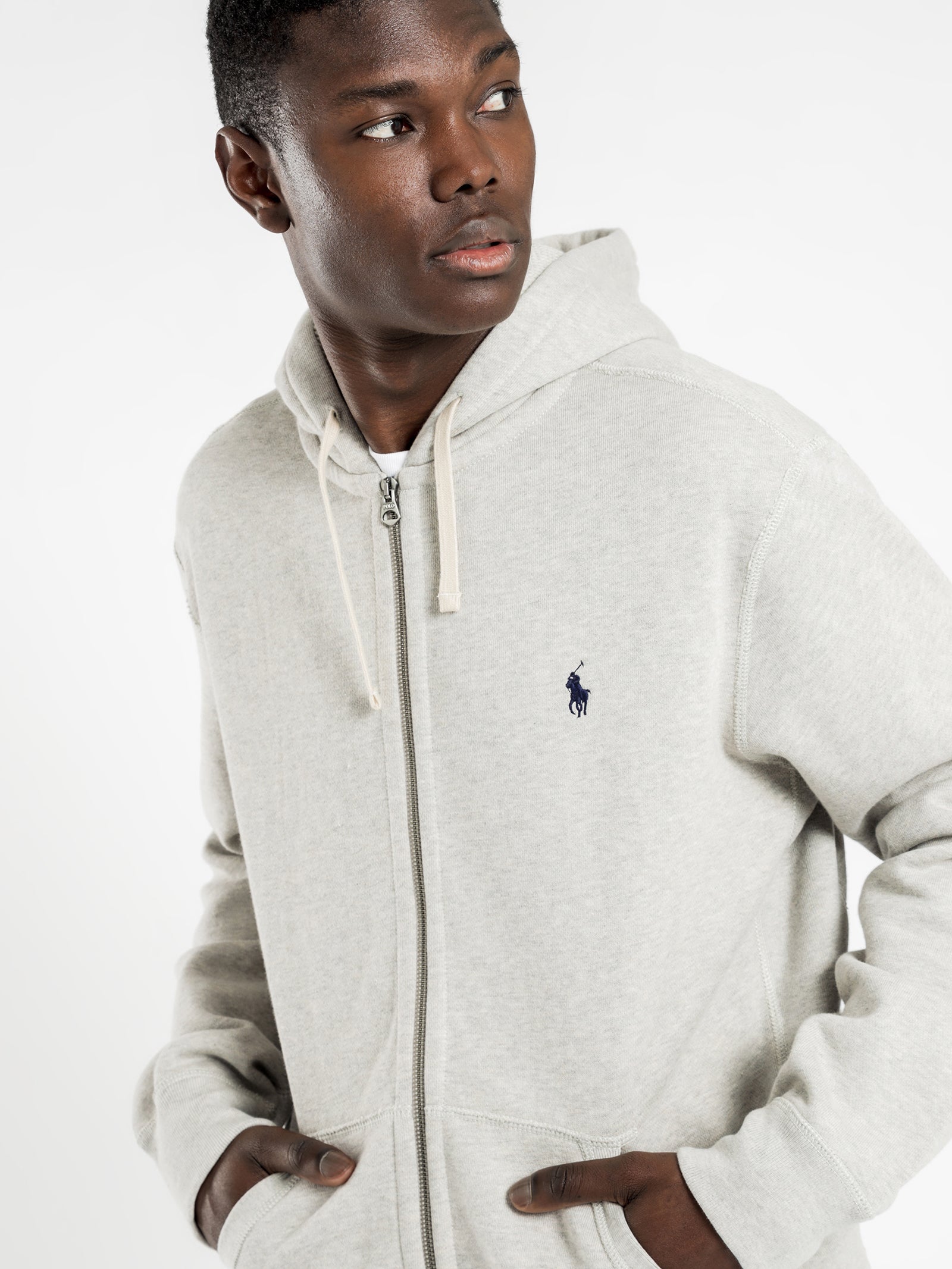 Classic Full Zip Hooded Fleece Jacket in Grey