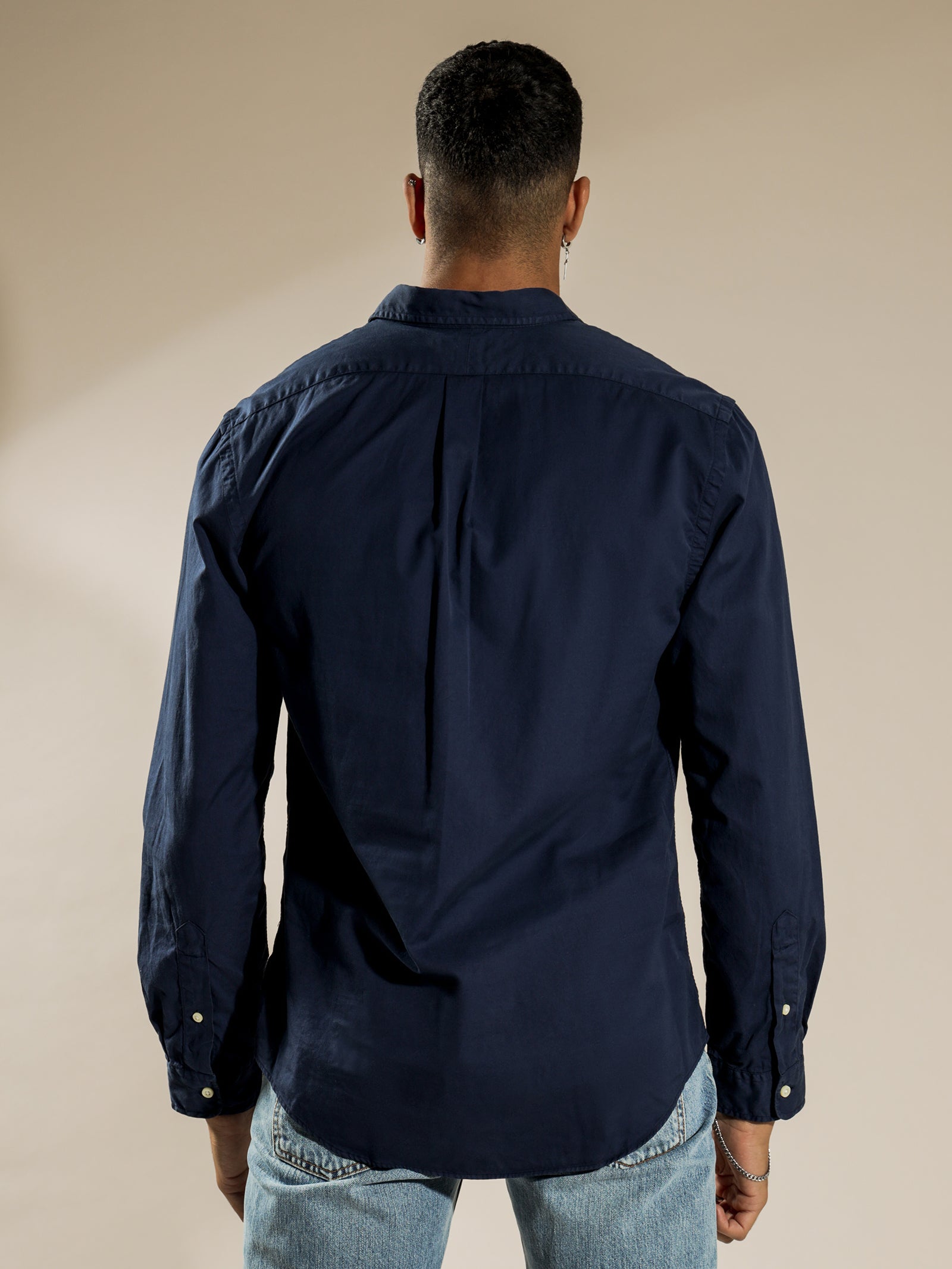 Slim-Fit Shirt in Navy Blue & Red