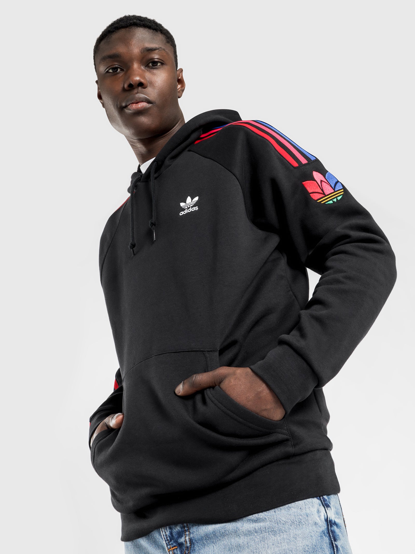 Adidas trefoil outlet 3 stripe hoodie