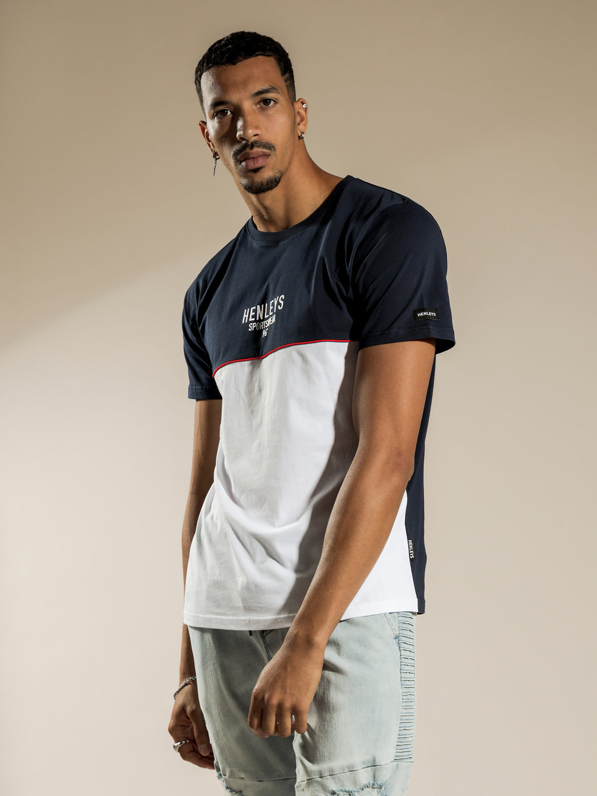 Henleys Align T-Shirt in Midnight Blue & White | Midnight