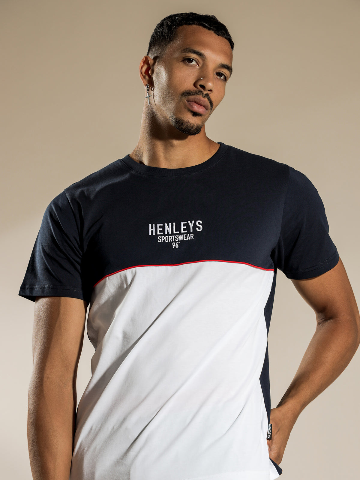 Henleys Align T-Shirt in Midnight Blue & White | Midnight