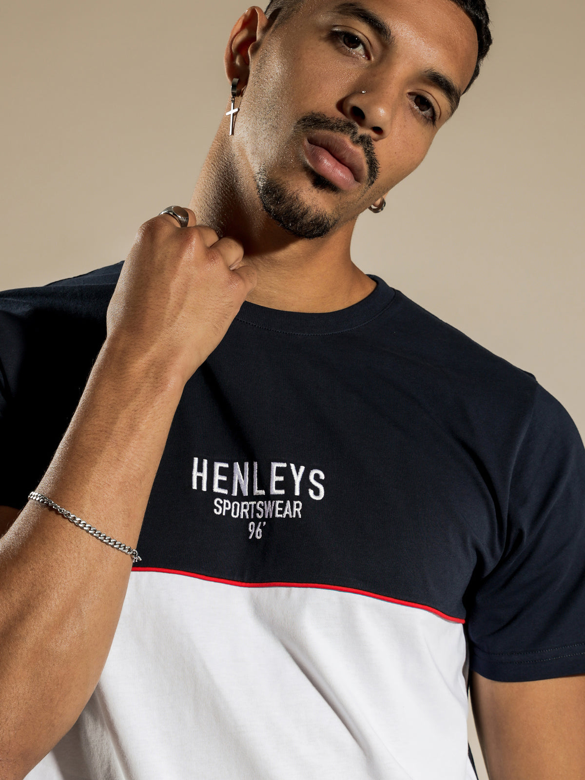 Henleys Align T-Shirt in Midnight Blue & White | Midnight