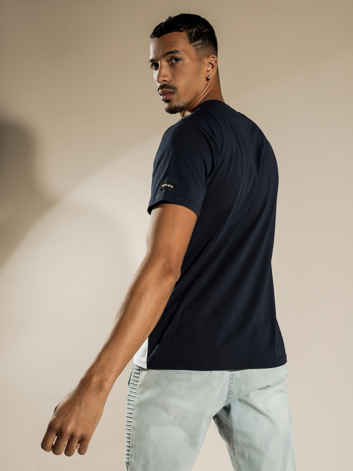 Henleys Align T-Shirt in Midnight Blue & White | Midnight