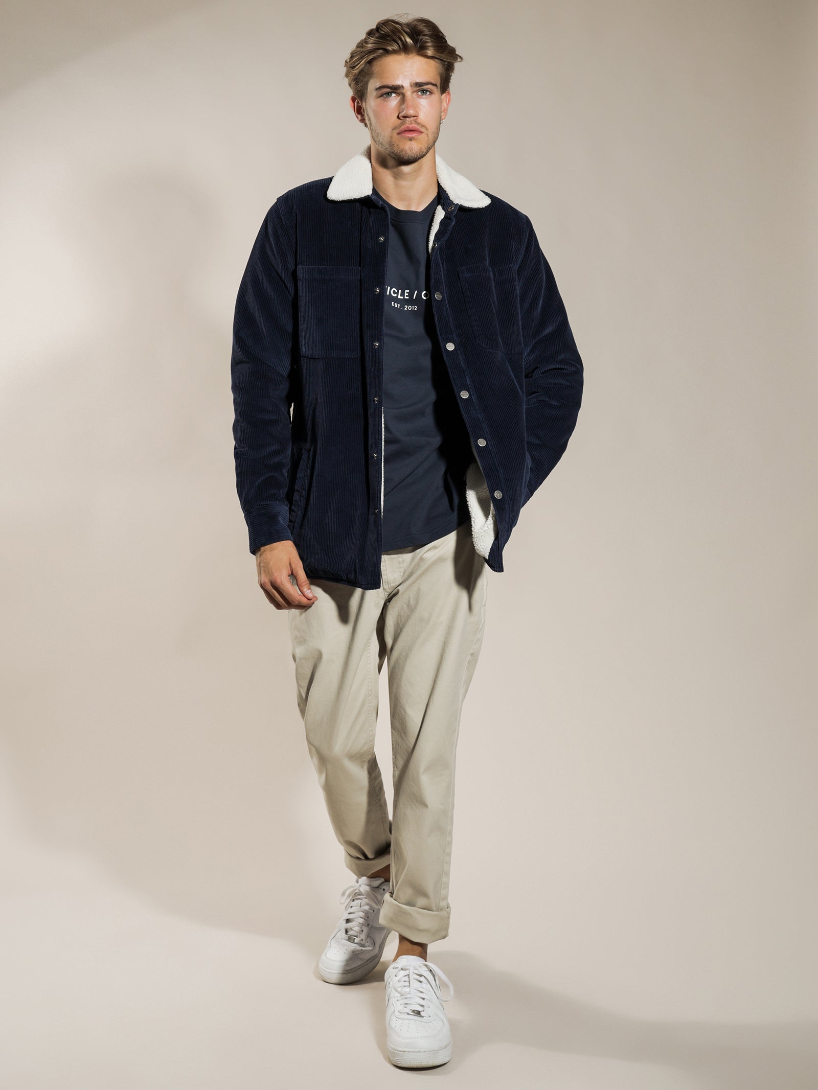 Sawyer Corduroy Sherpa Jacket in Navy