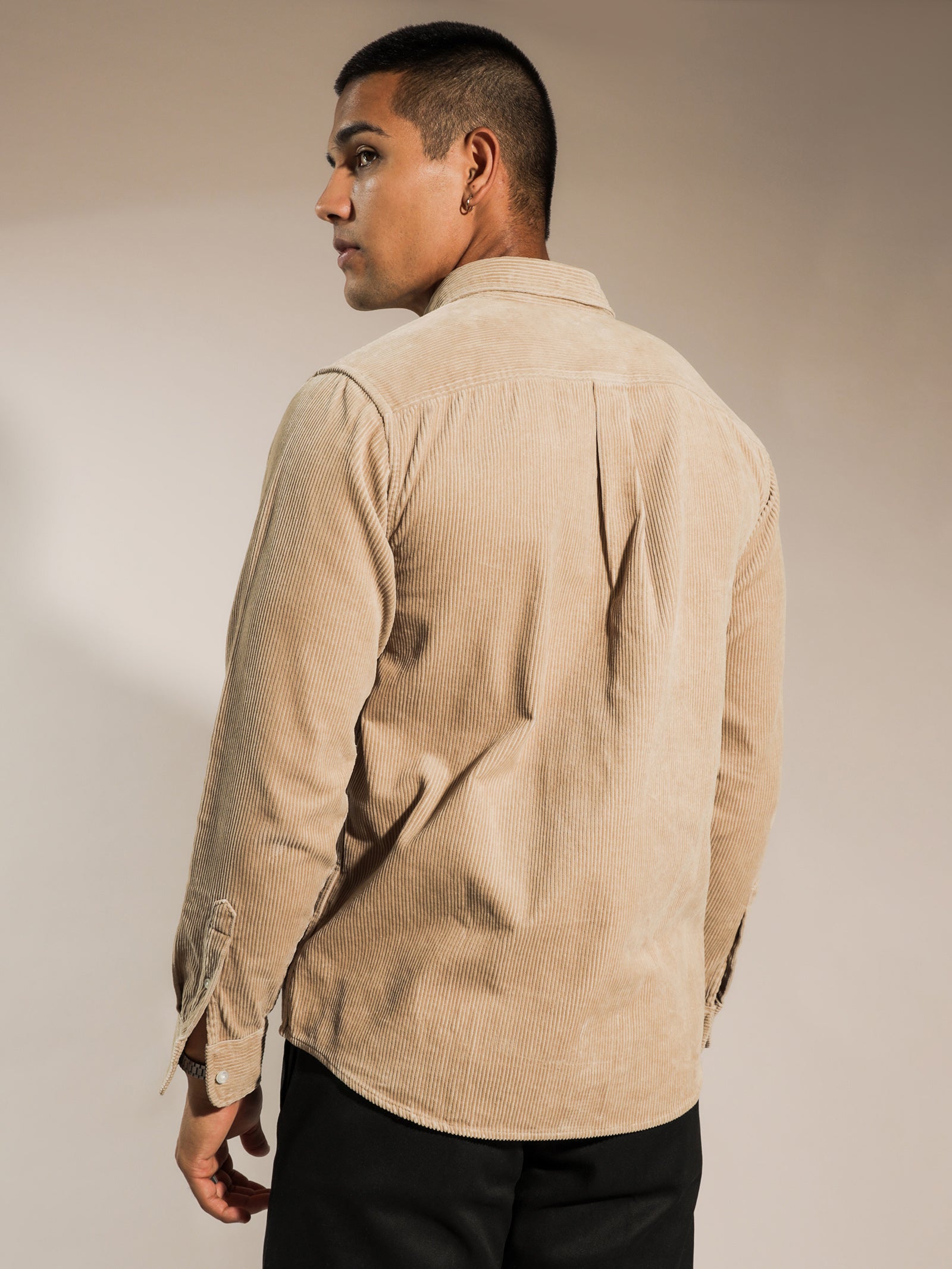 Madison Corduroy Long Sleeve Shirt in Beige