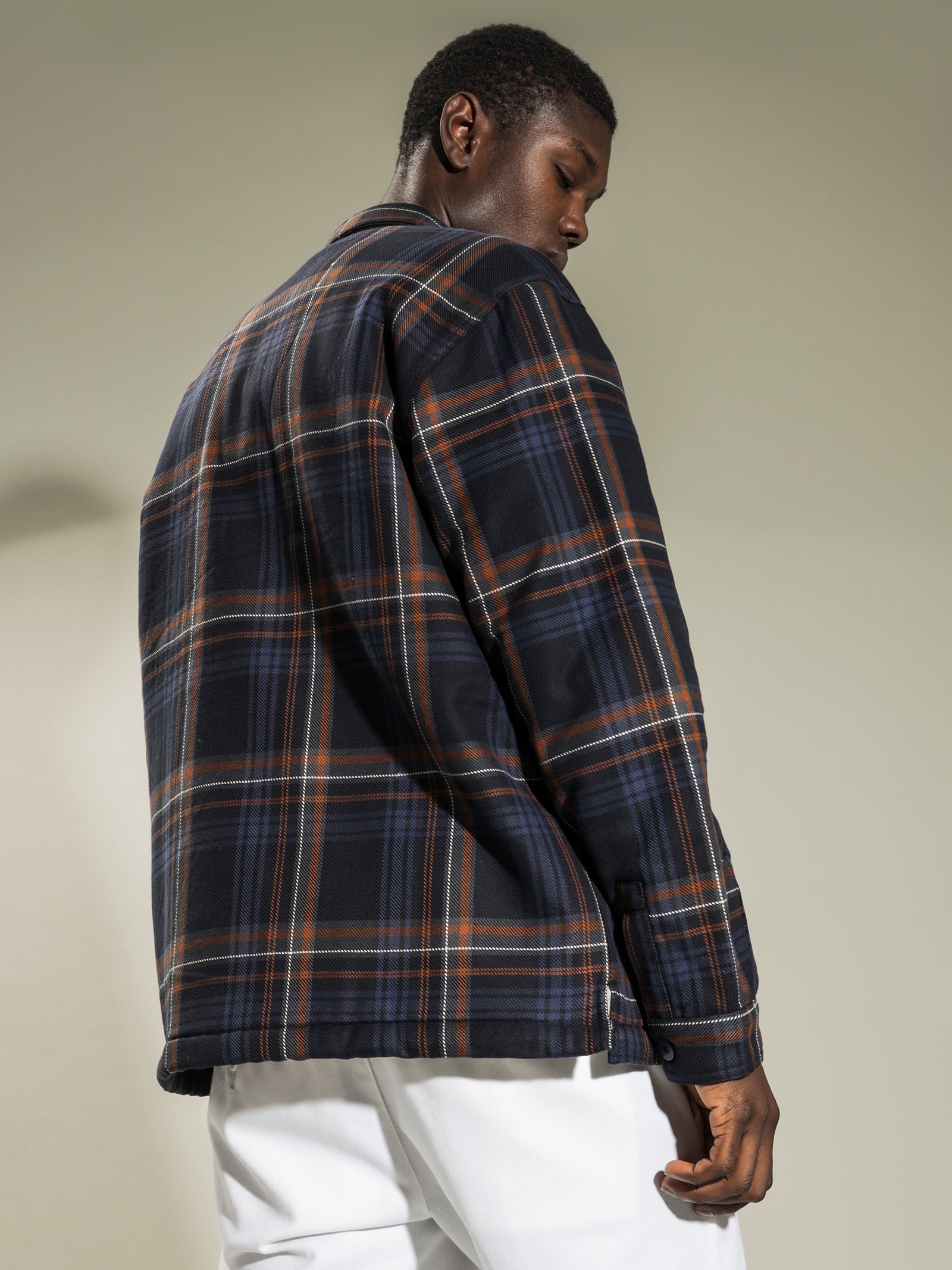 Aiden Shirt Jacket in Dark Navy Check