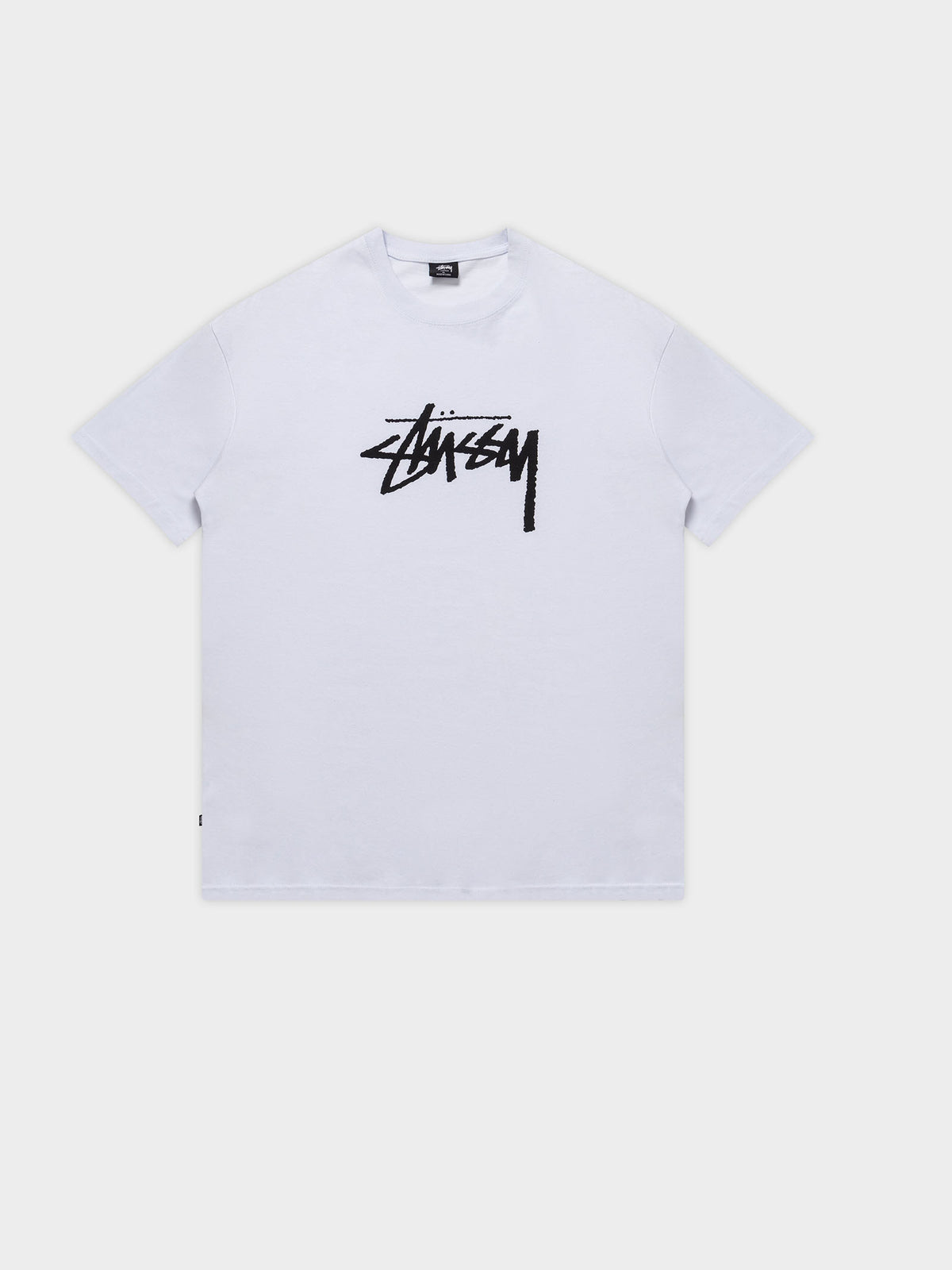 Stussy Solid Stock Logo Short Sleeve T-Shirt in White | White