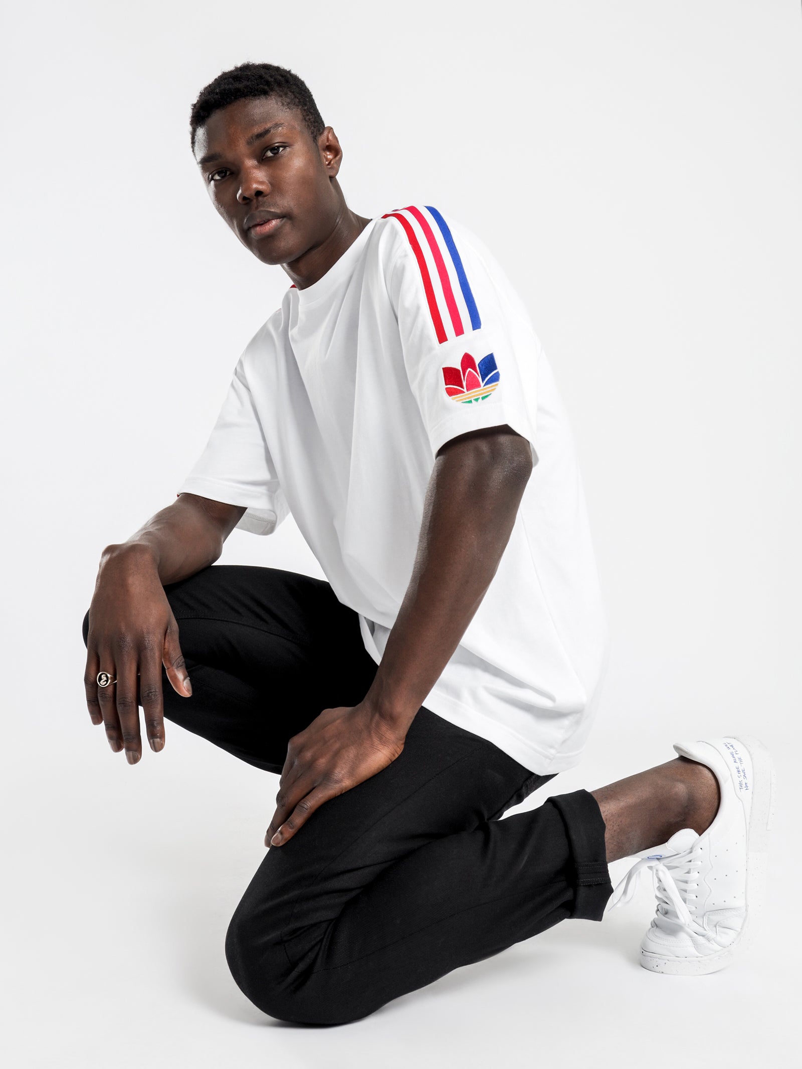 Adidas 3D Trefoil 3-Stripes T-Shirt in White White | Glue Store