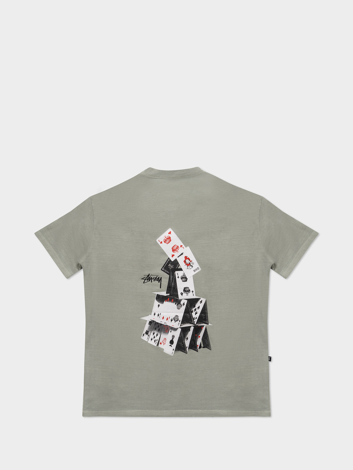 Stussy House of Cards Short Sleeve T-Shirt in Pigment Stone Grey | Stone